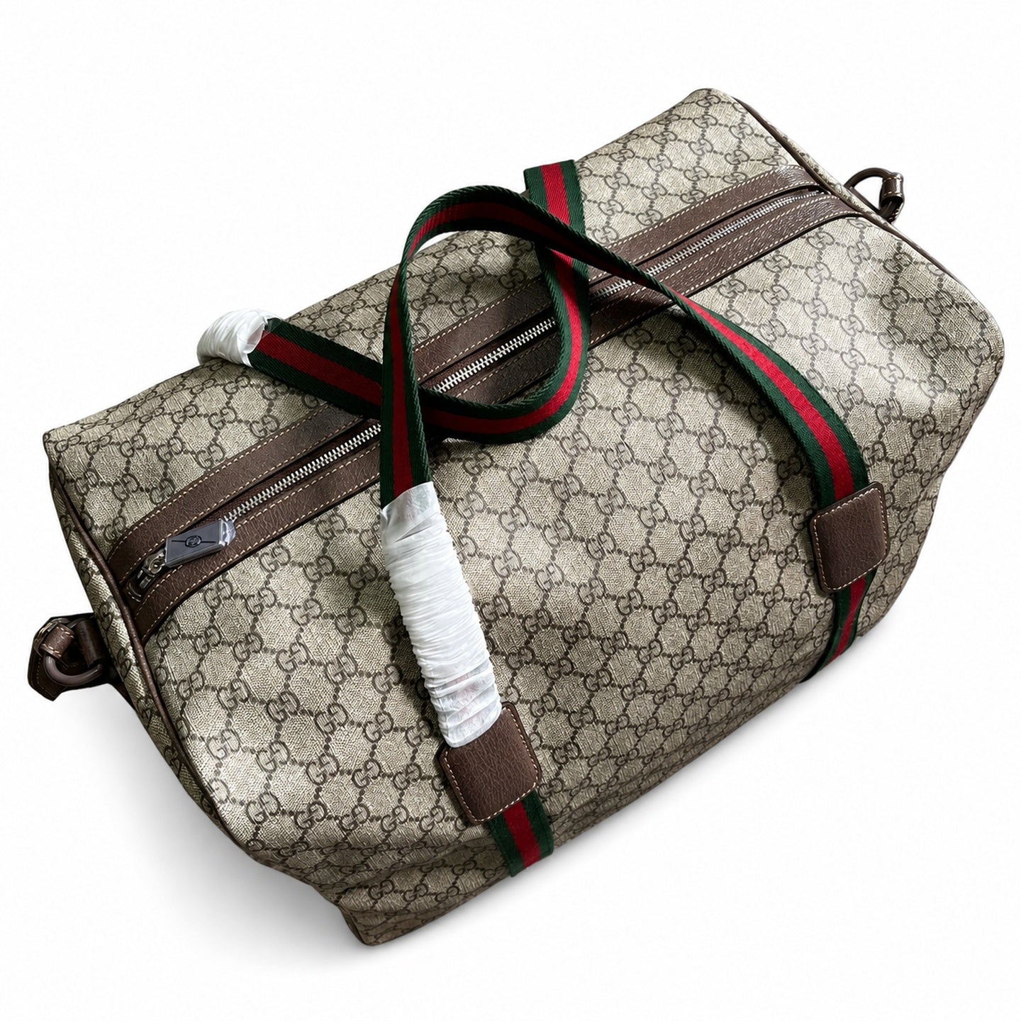 Gucci Supreme Large Canvas Leather Beige Brown Red Green Bag