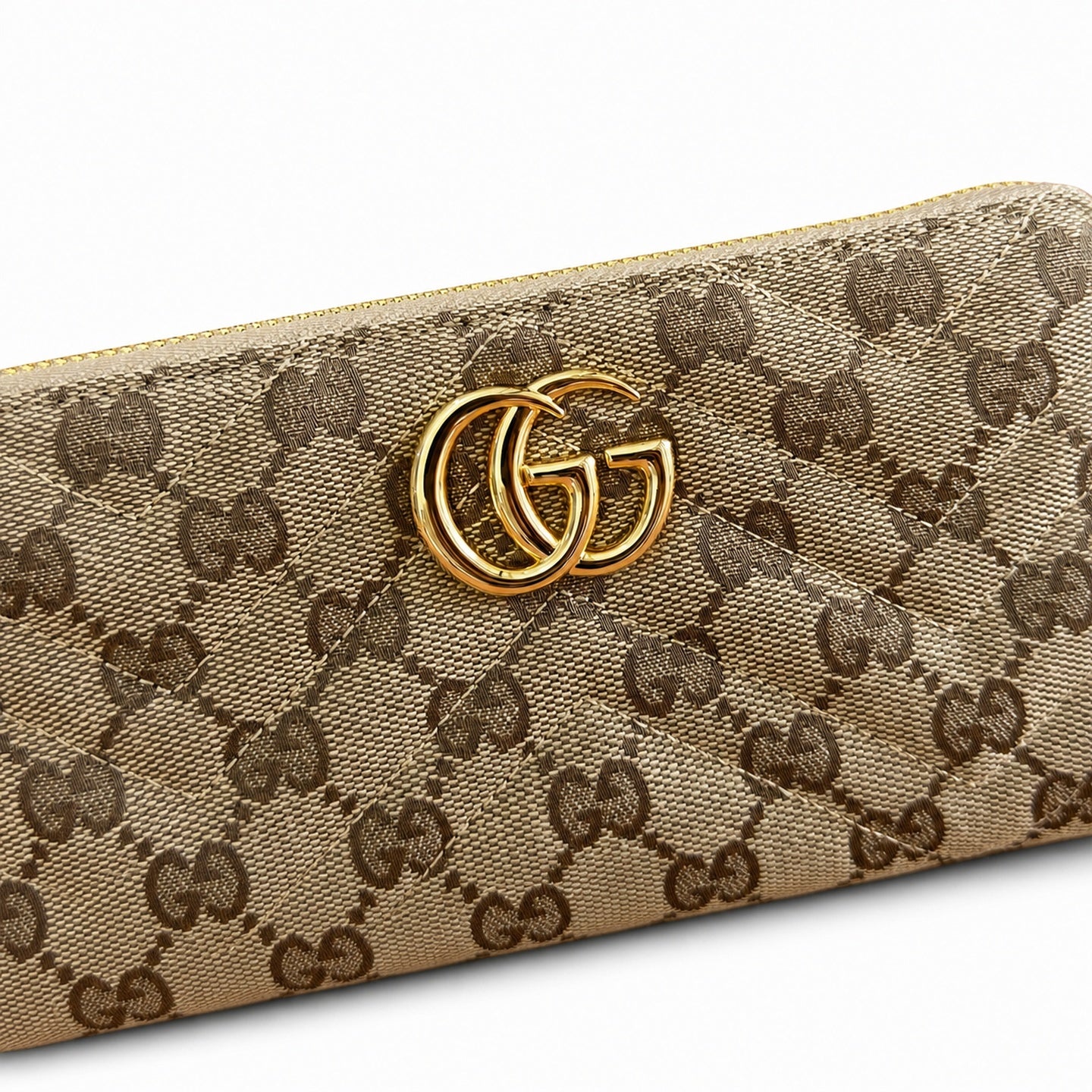 Gucci GG Marmont Canvas Brown Gold Wallet
