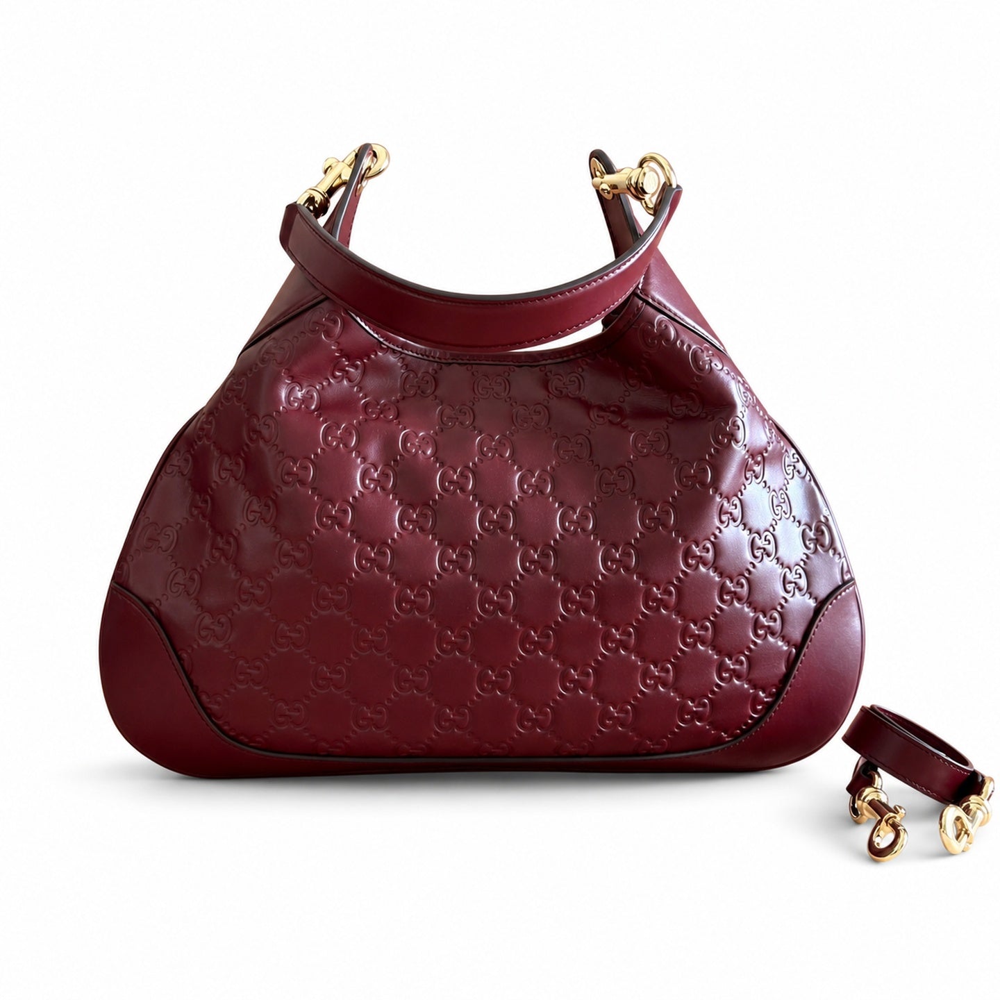 Gucci Suede Leather Brown Gold Burgundy Bag