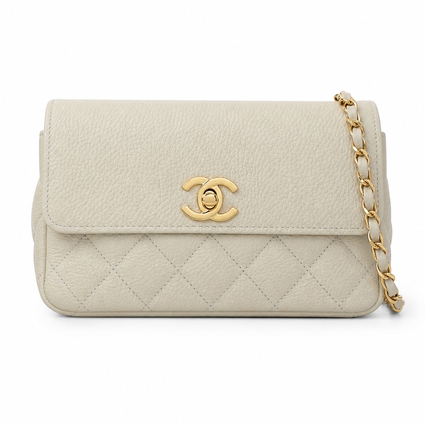 Chanel Leather White Blue Gold Bag