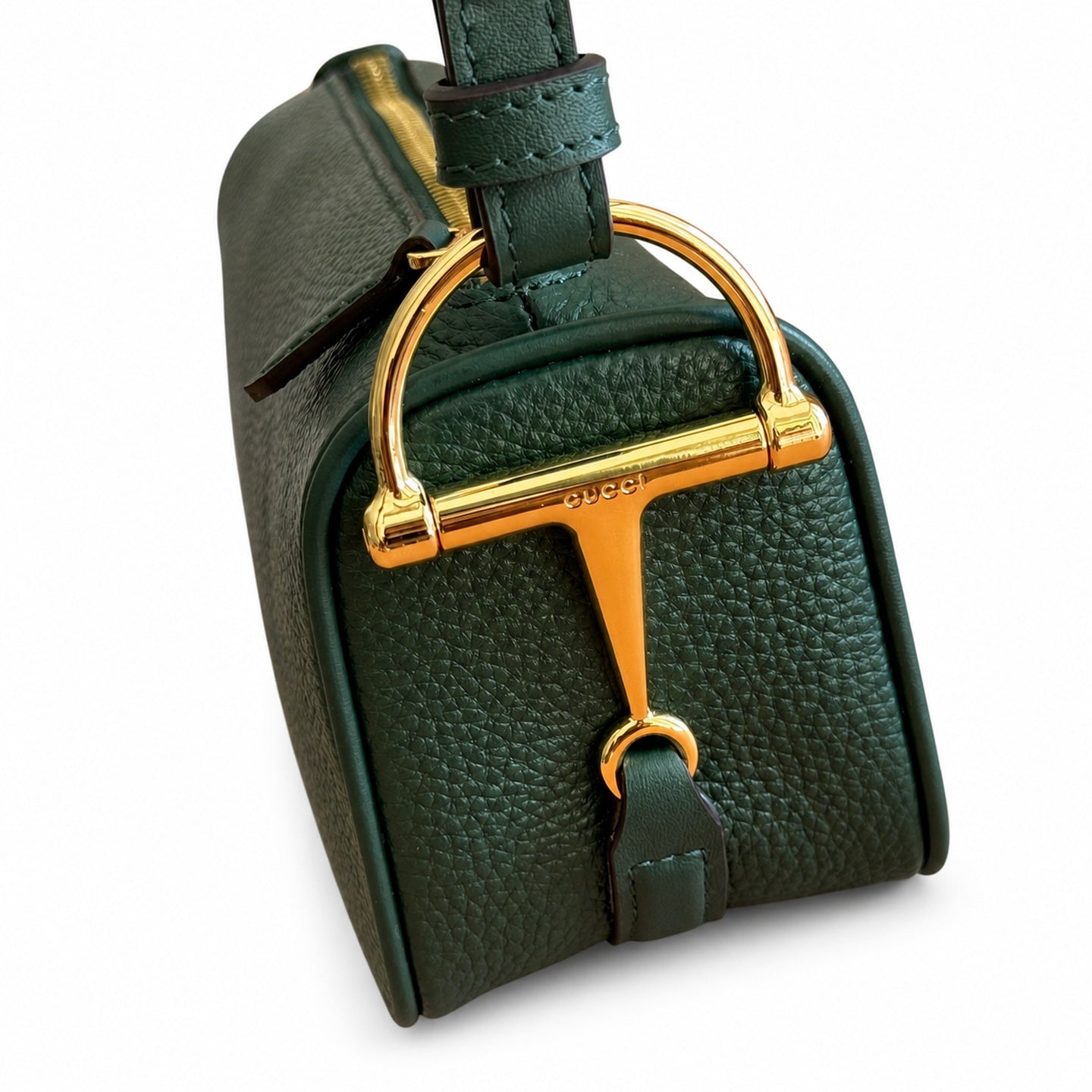 Gucci Horsebit Mini Cotton Leather Green Gold Bag