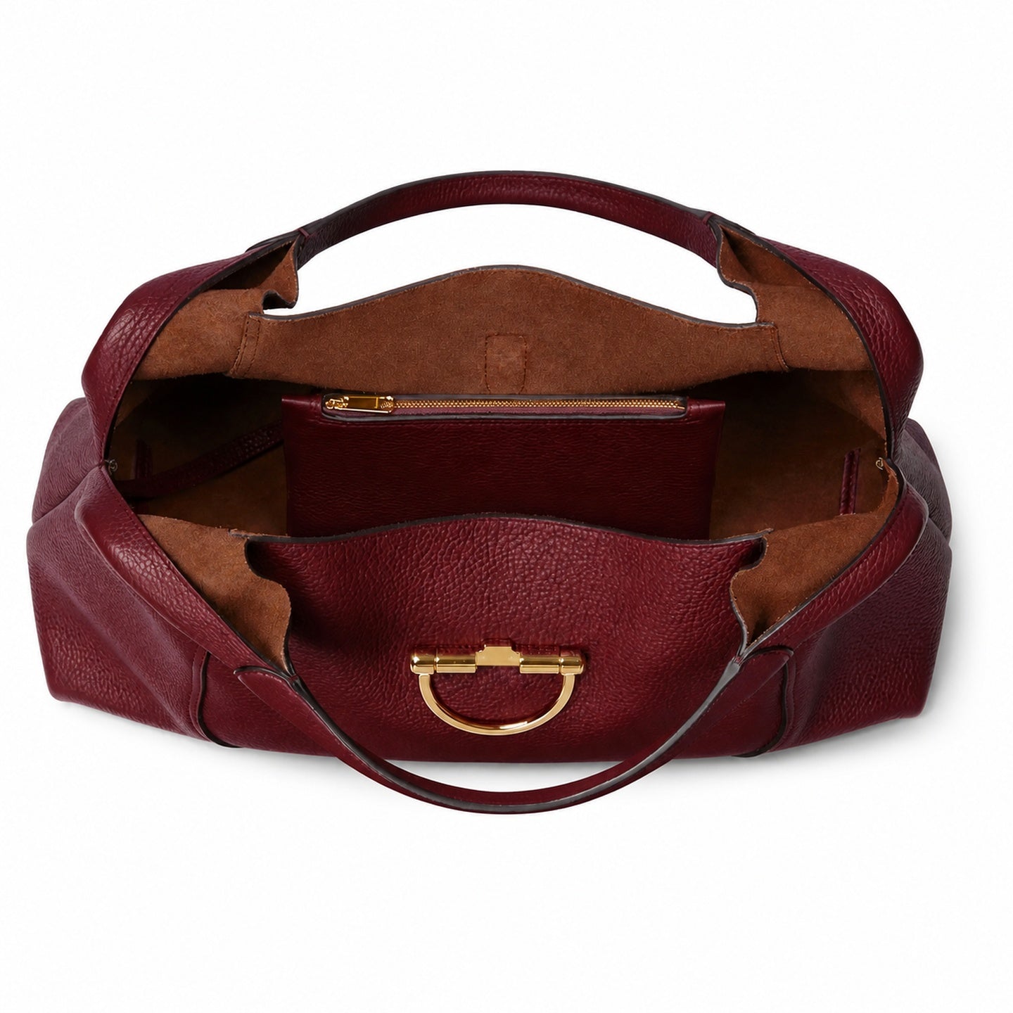 Gucci Horsebit Large Leather Brown Red Gold Bag