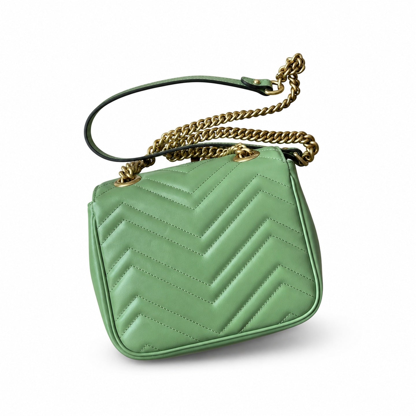 Gucci GG Marmont Quilted Leather Green Gold Handbag