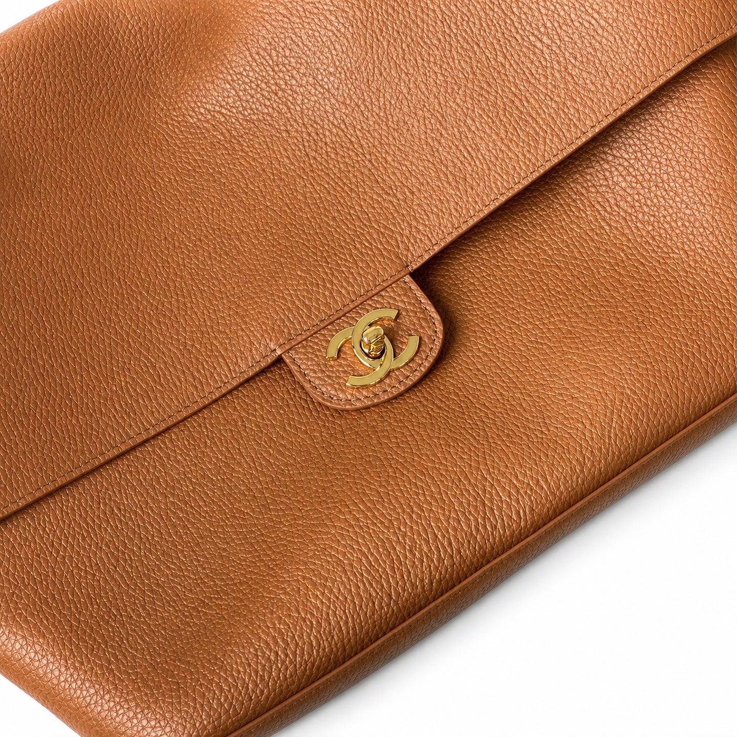Chanel Large Leather Brown Gold Bag