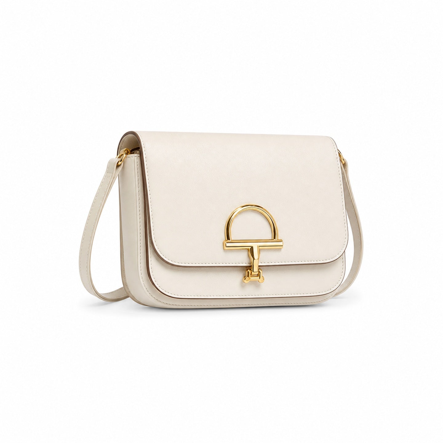 Gucci Horsebit Small Leather White Gold Shoulder Bag