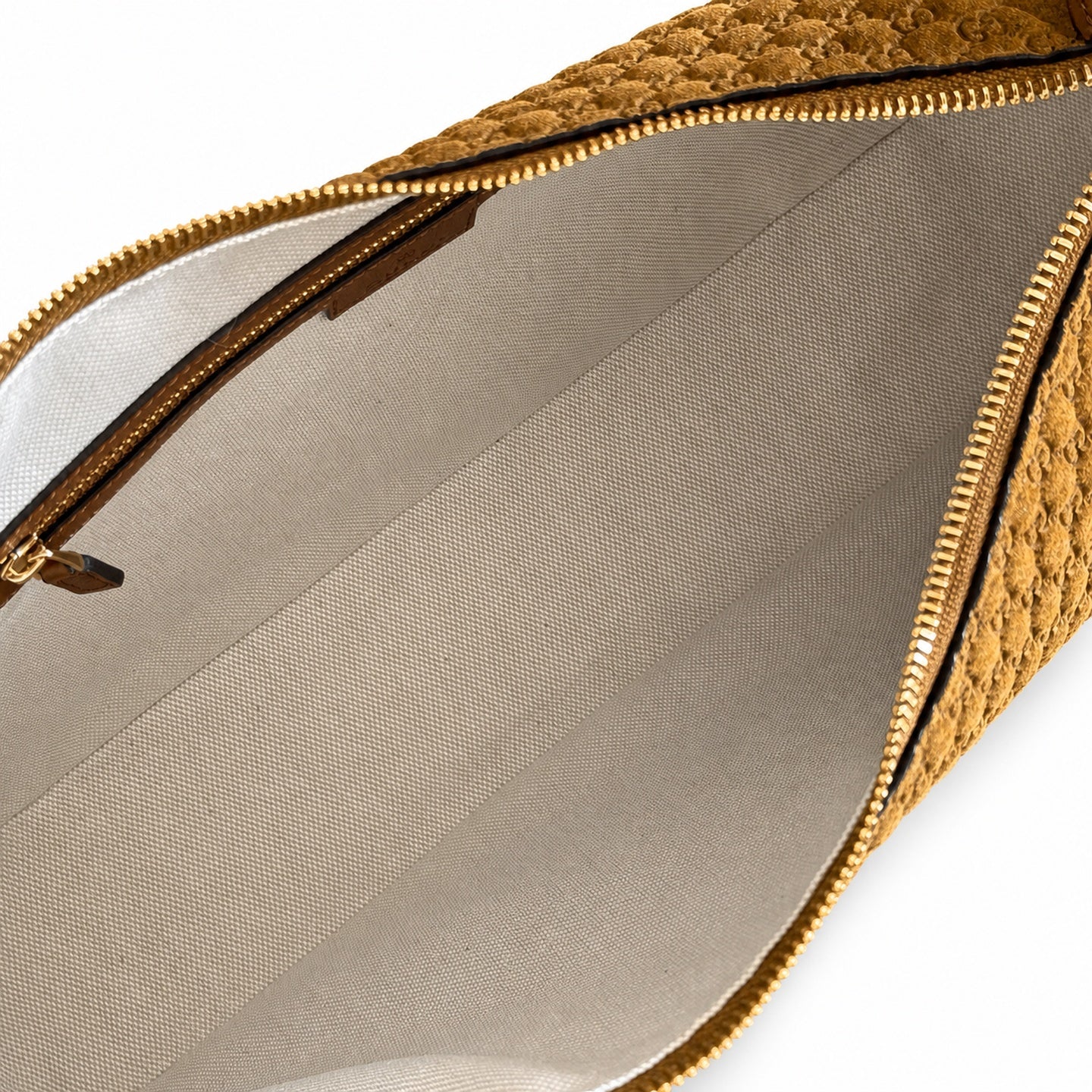 Gucci Cotton Suede Leather Brown Gold Handbag