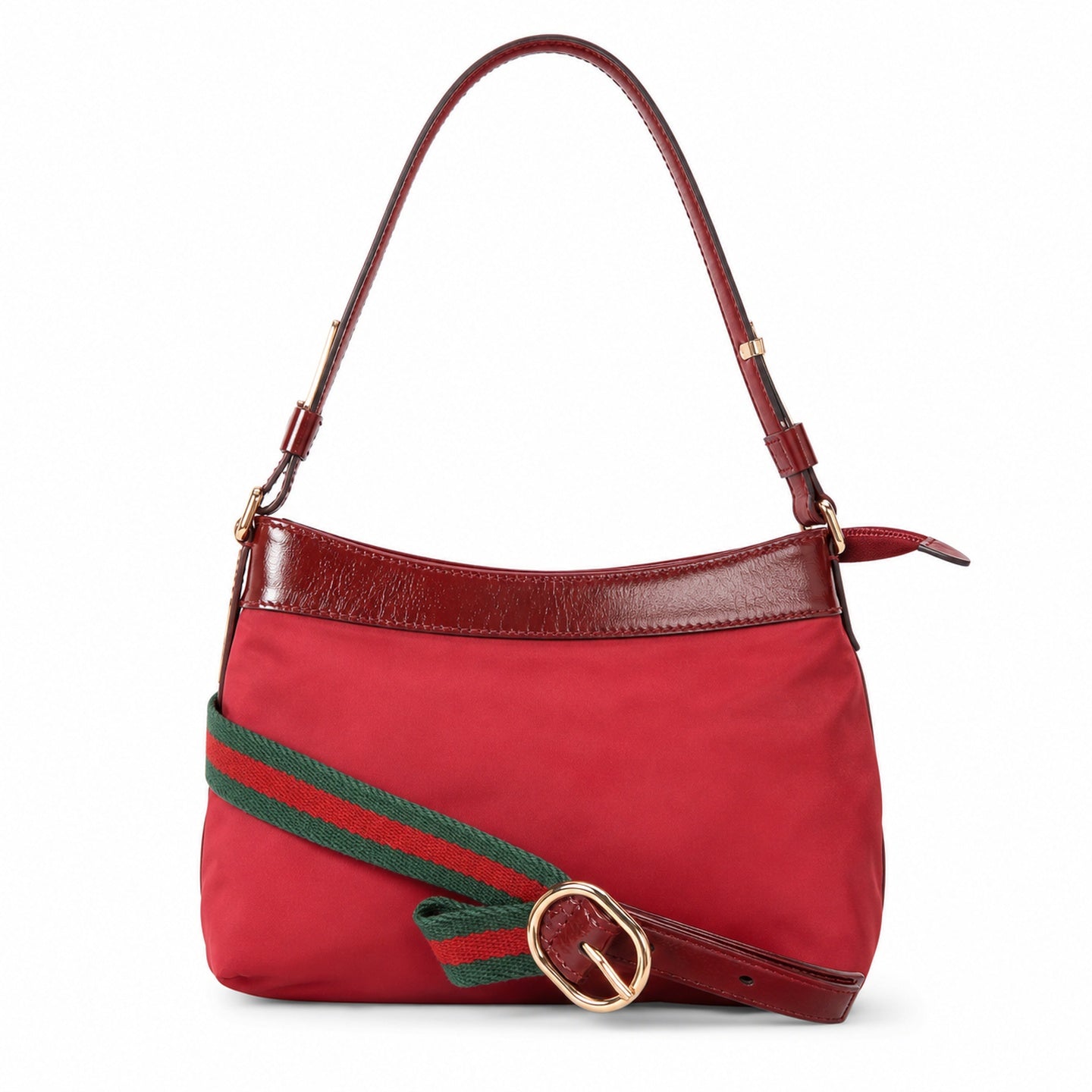 Gucci Small Leather Red Green Gold Shoulder Bag