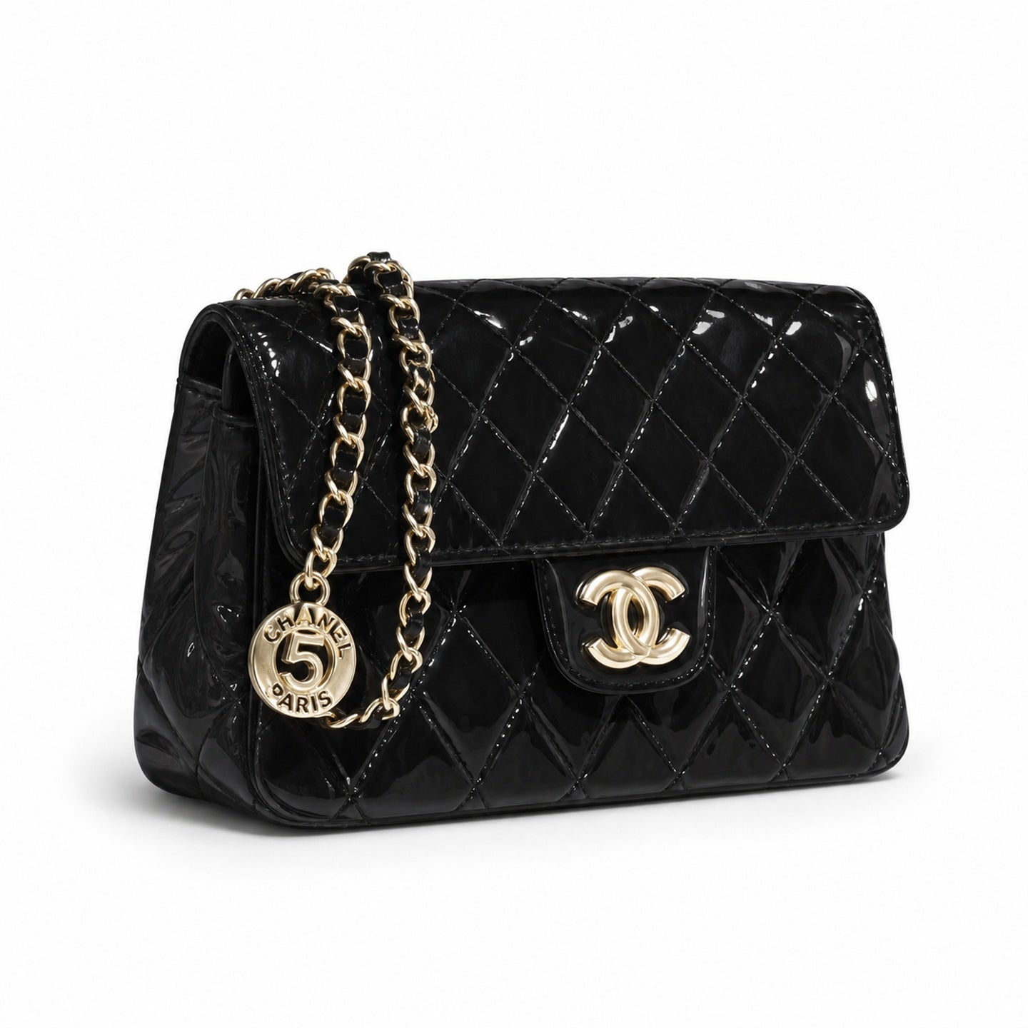 Chanel Medium Knit Patent Leather Bag