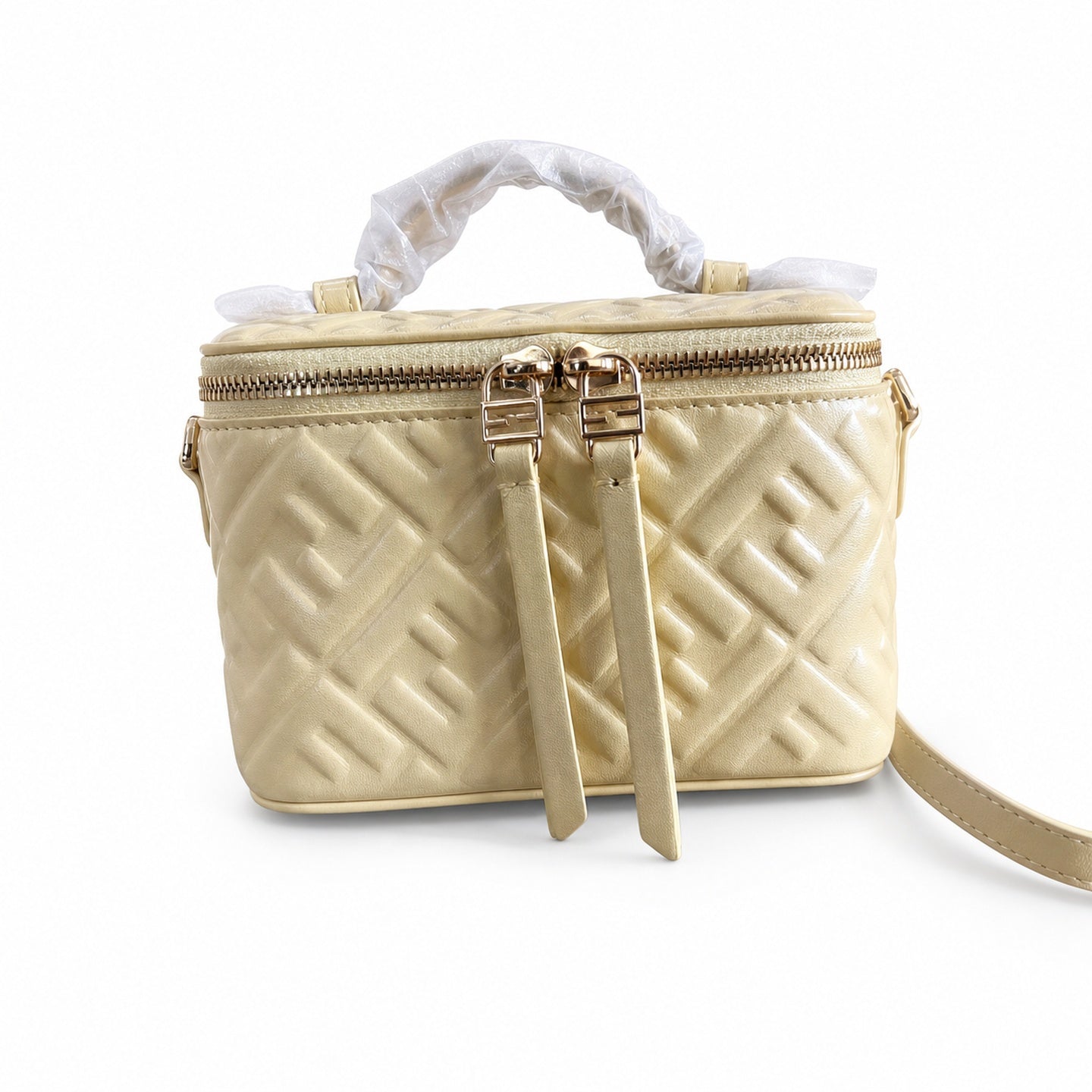 Fendi Mini Leather Yellow Gold Vanity Bag