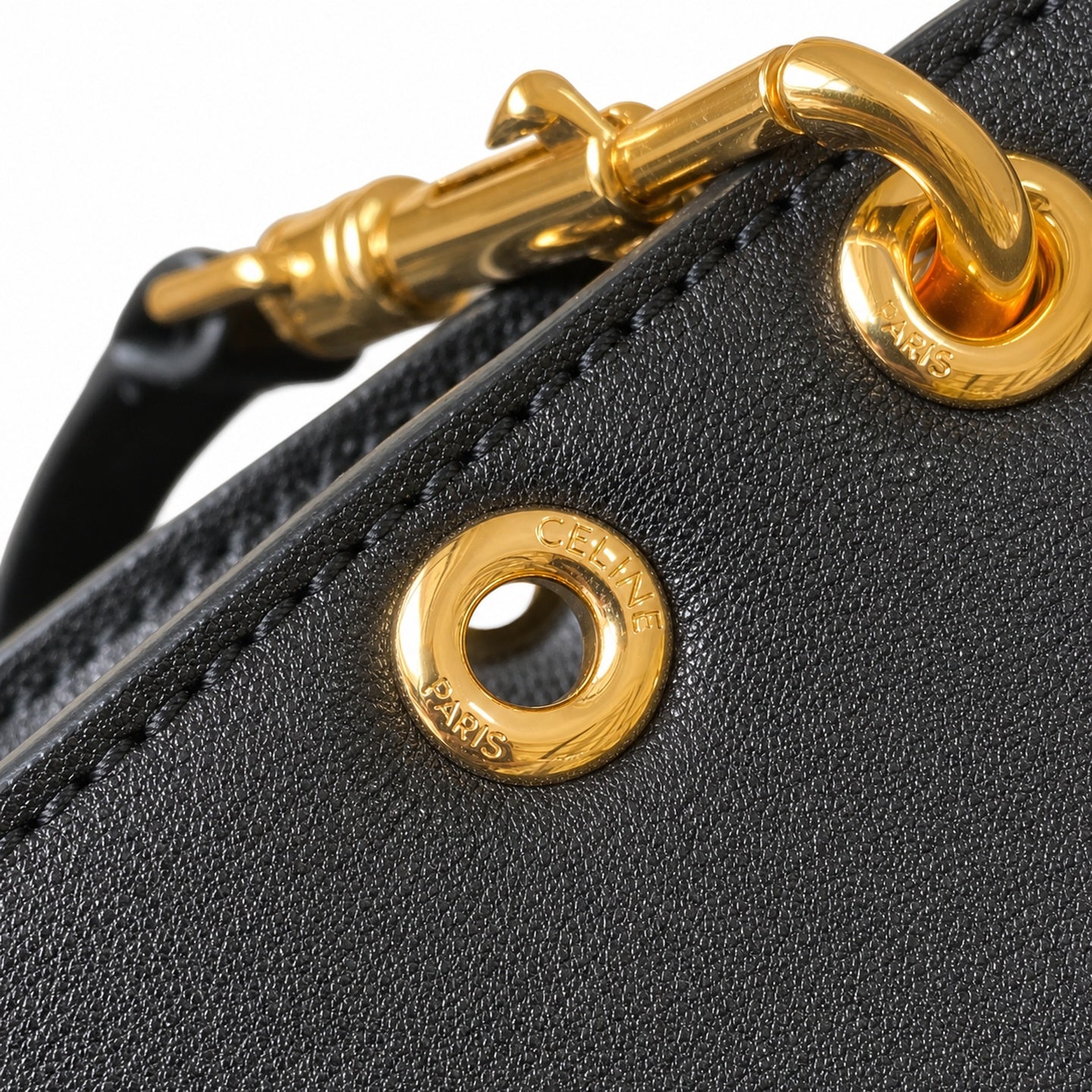 Celine Triomphe Large Leather Black Gold Bag