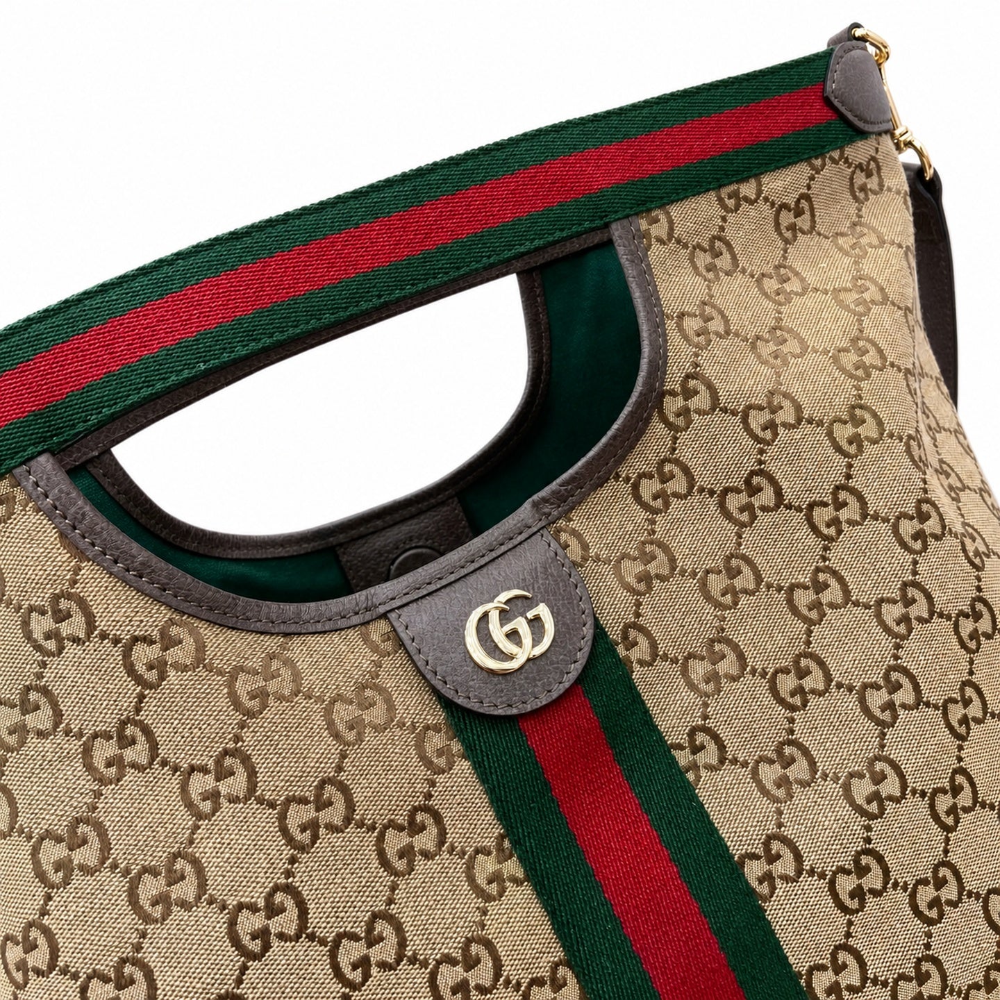 Gucci Giglio Men's Cotton Canvas Leather Black Beige Brown Red Green Gold Handbag