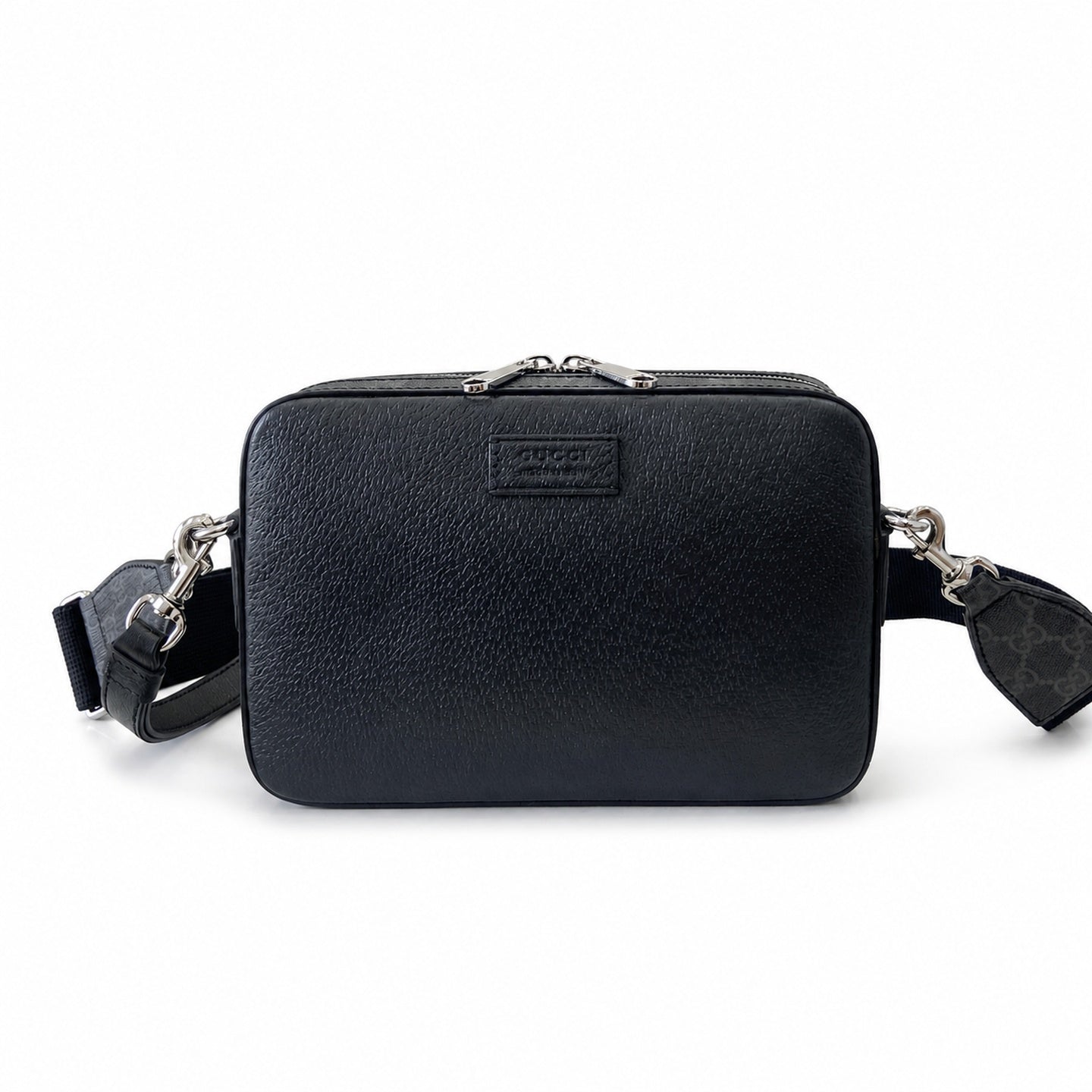Gucci Supreme Mini Cotton Canvas Leather Black Green Handbag