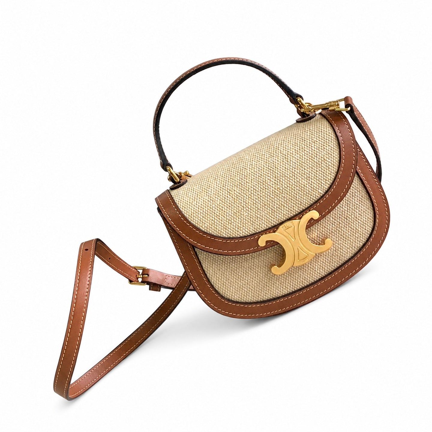 Celine Triomphe Mini Leather Brown Bag