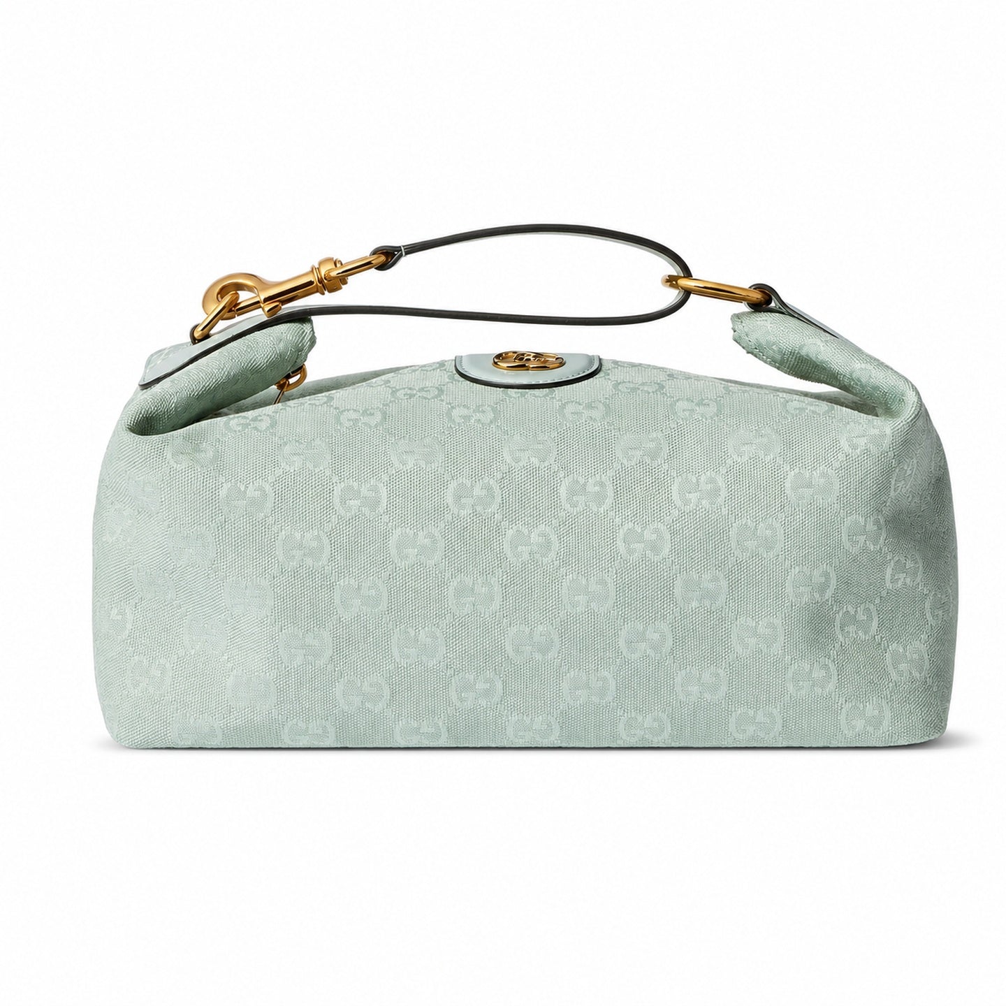 Gucci Cotton Canvas Leather Blue Gold Bag