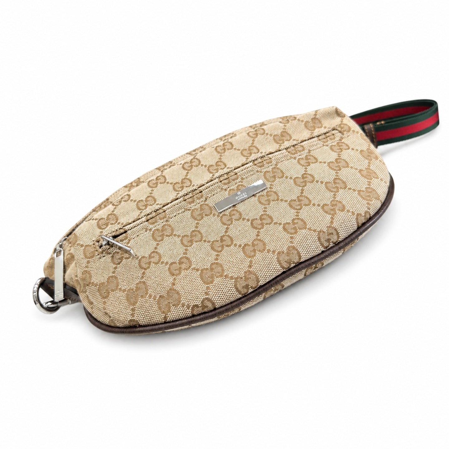 Gucci Canvas Brown Red Green Silver Bag