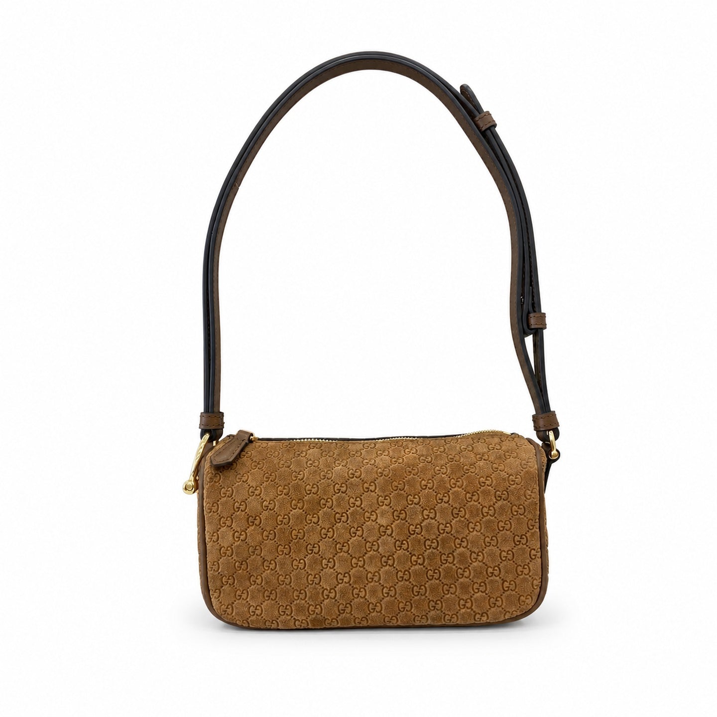 Gucci Cotton Suede Leather Brown Gold Bag