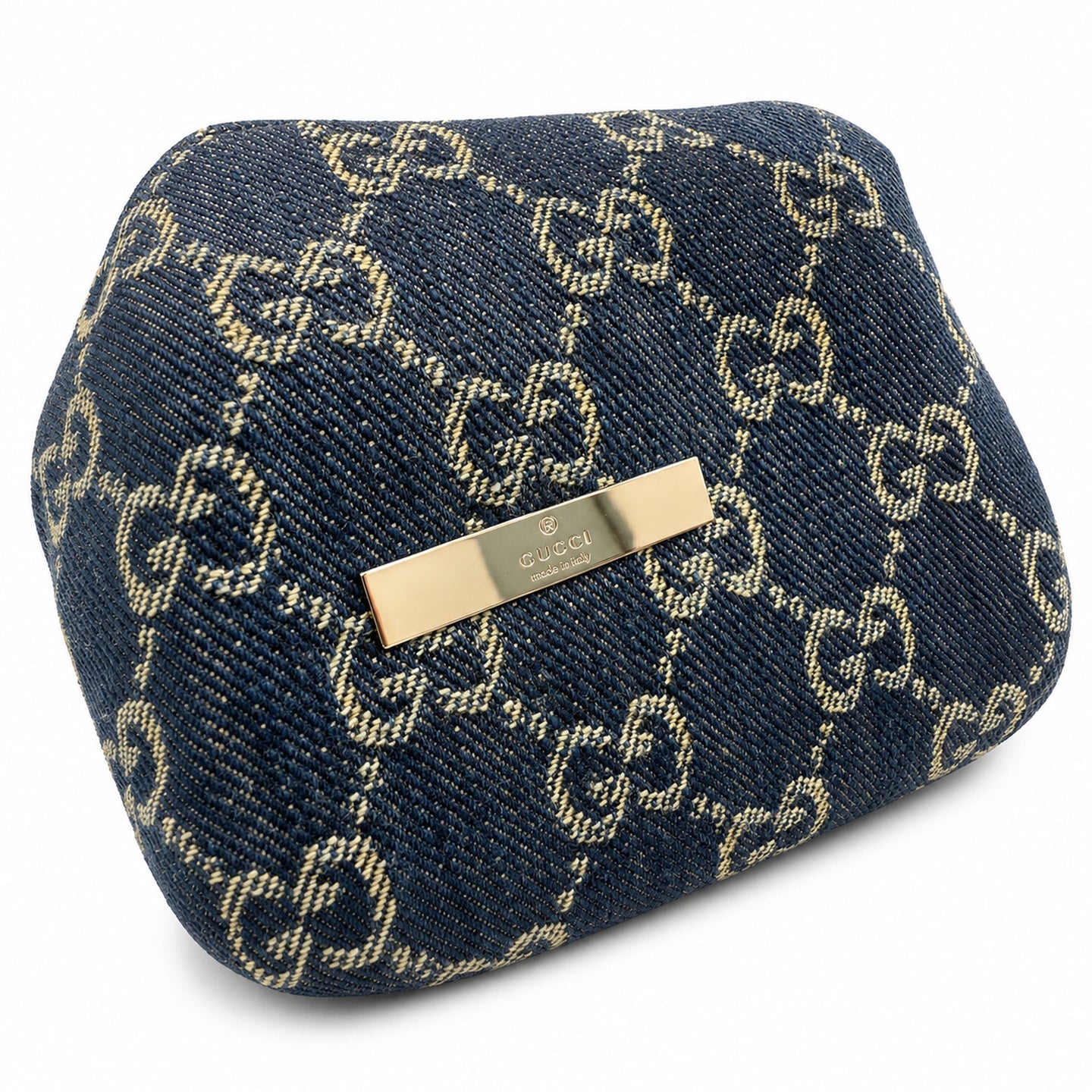Gucci Denim Nylon Leather Blue Boston Bag