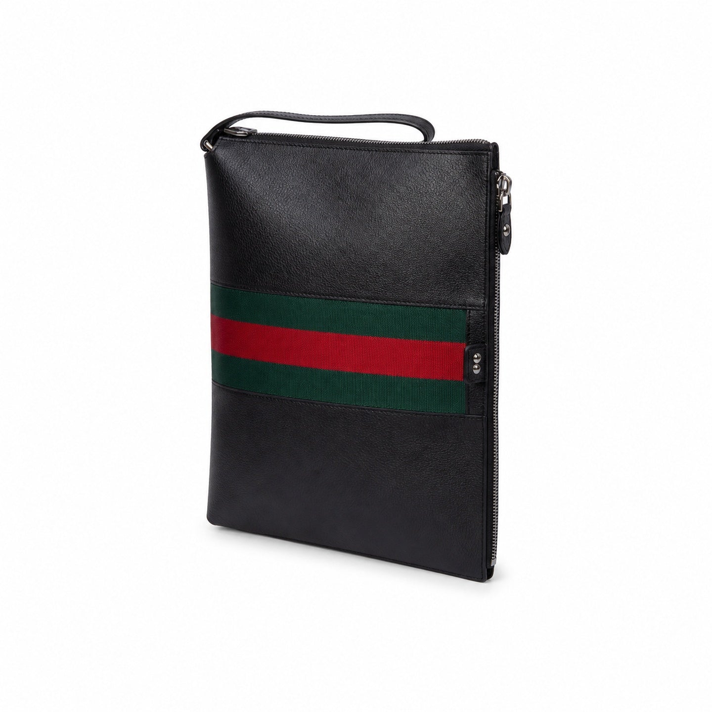 Gucci Leather Black Red Green Silver Bag
