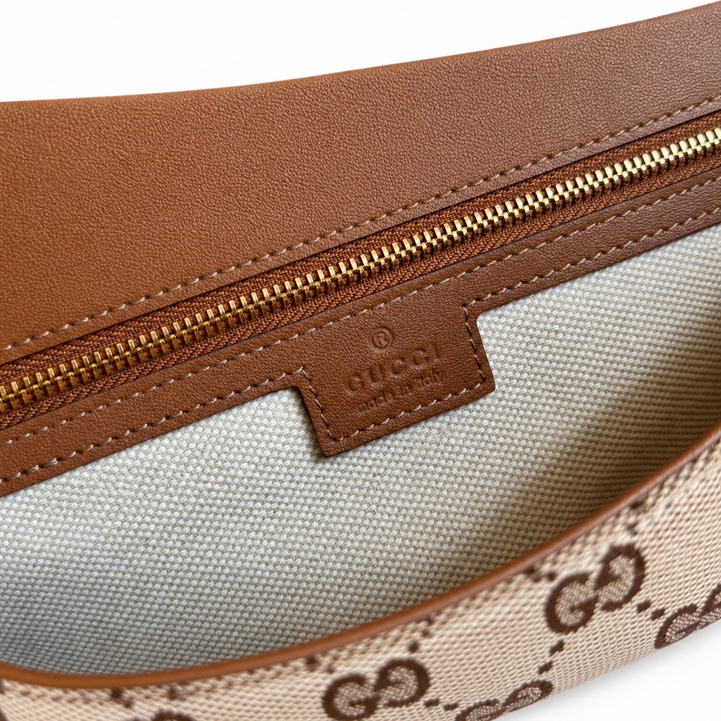 Gucci Blondie Medium Cotton Canvas Leather Beige Brown Gold Handbag