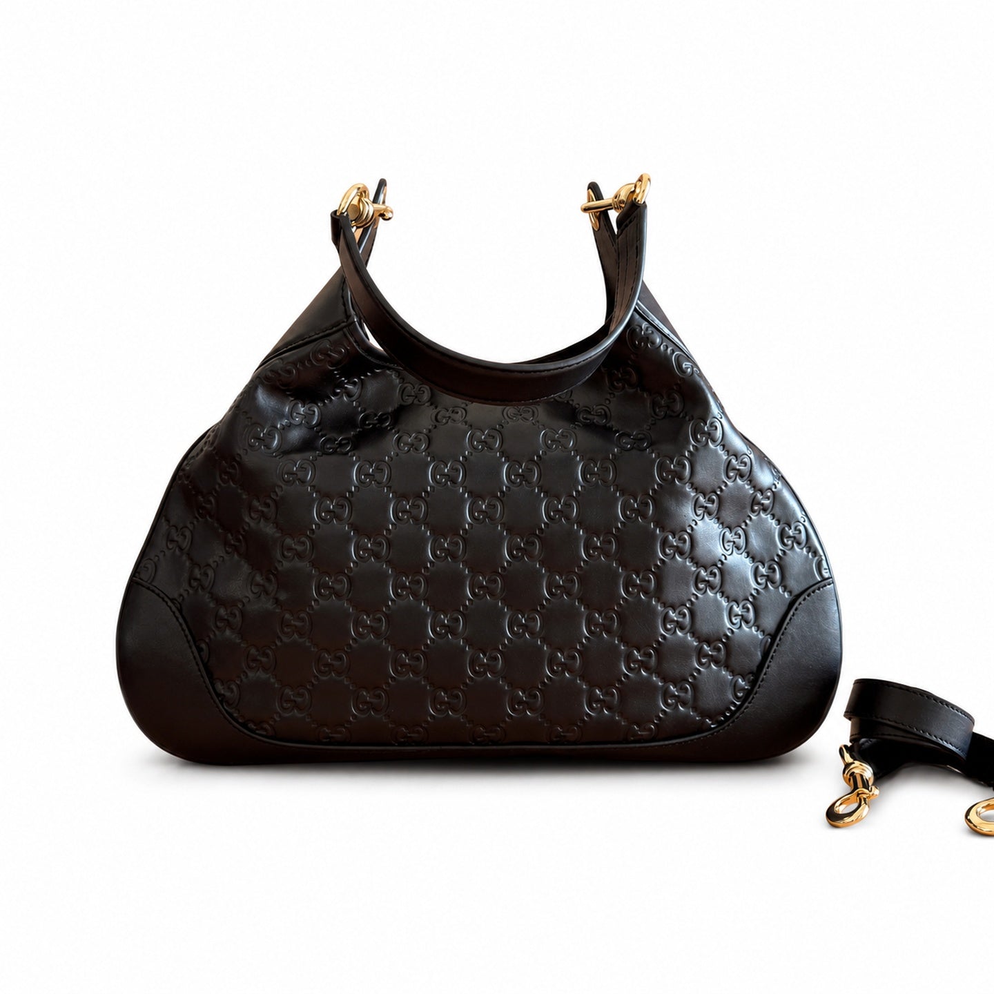 Gucci Suede Leather Black Brown Gold Bag