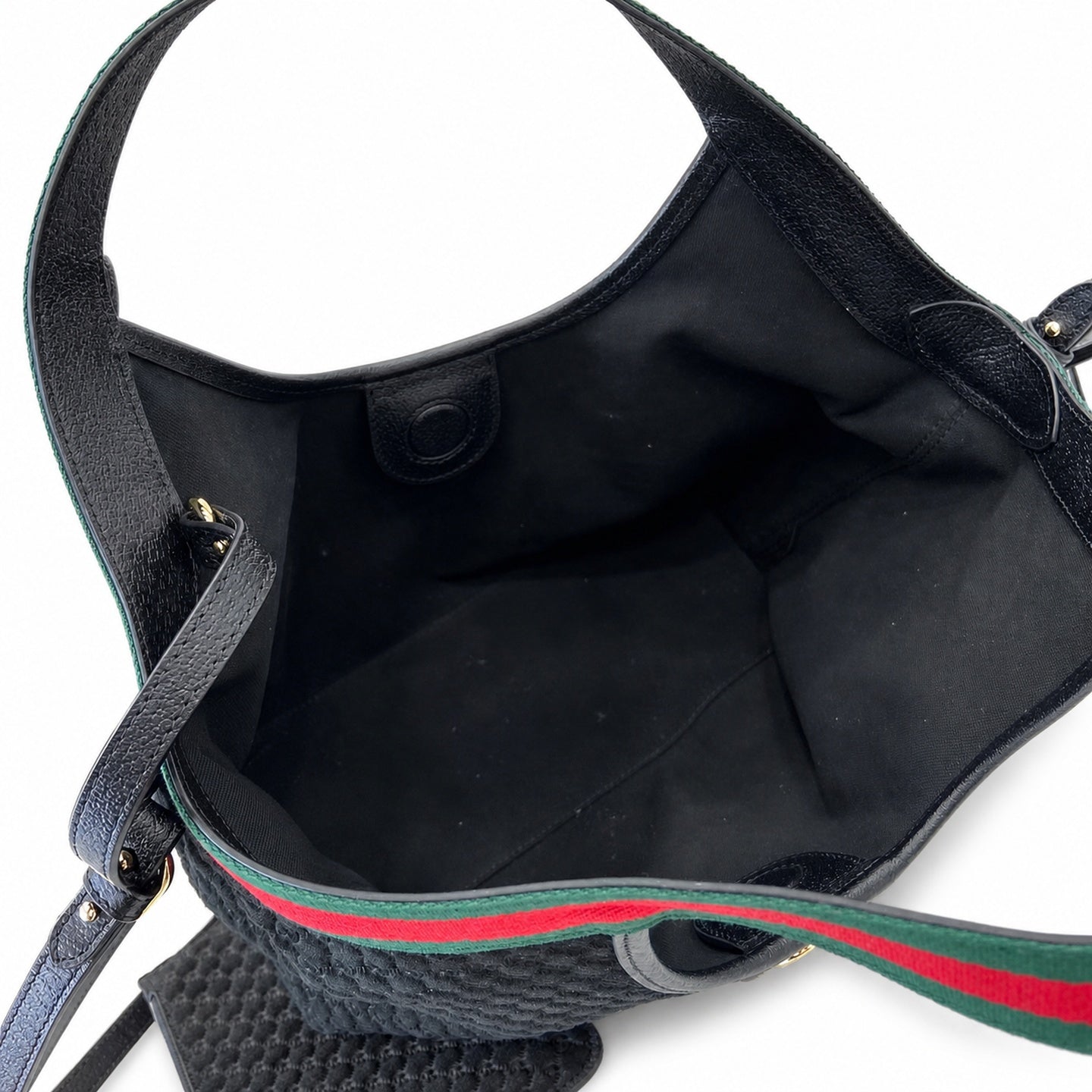 Gucci Giglio Small Cotton Suede Canvas Velvet Leather Black Red Green Gold Tote Bag