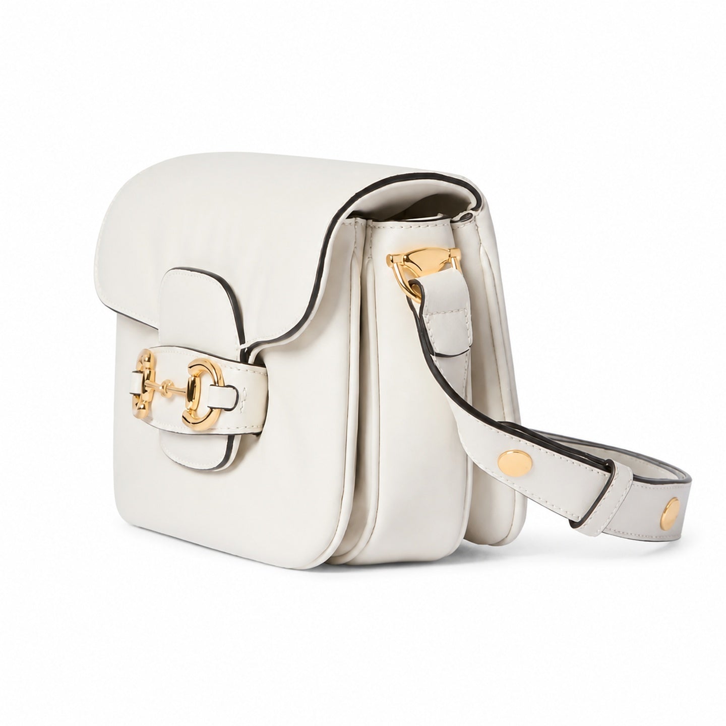 Gucci Horsebit 1955 Leather White Gold Shoulder Bag