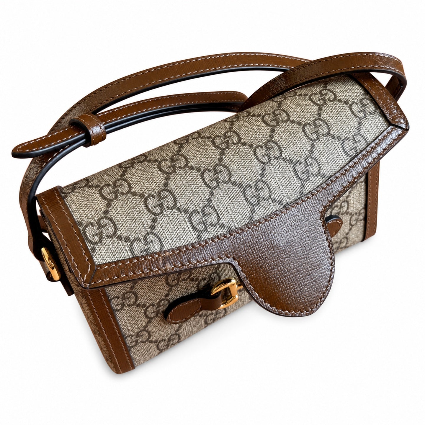 Gucci Horsebit 1955 Mini Cotton Canvas Leather Black Beige Brown Handbag