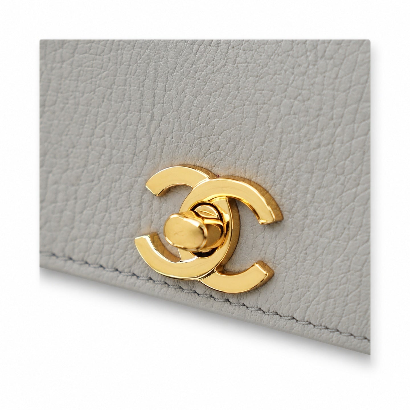 Chanel Leather White Gray Blue Gold Bag