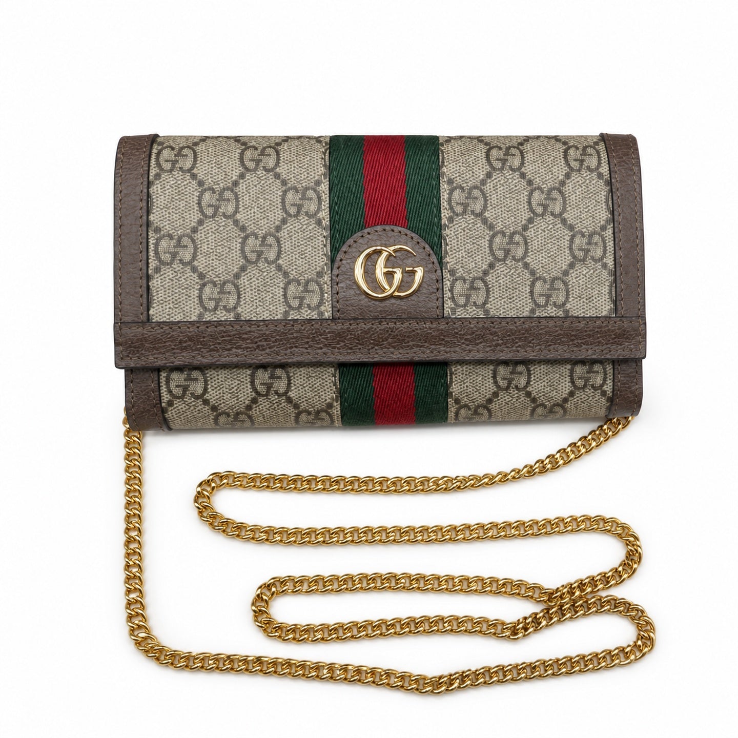 Gucci Ophidia Supreme Leather Beige Brown Red Green Gold Wallet