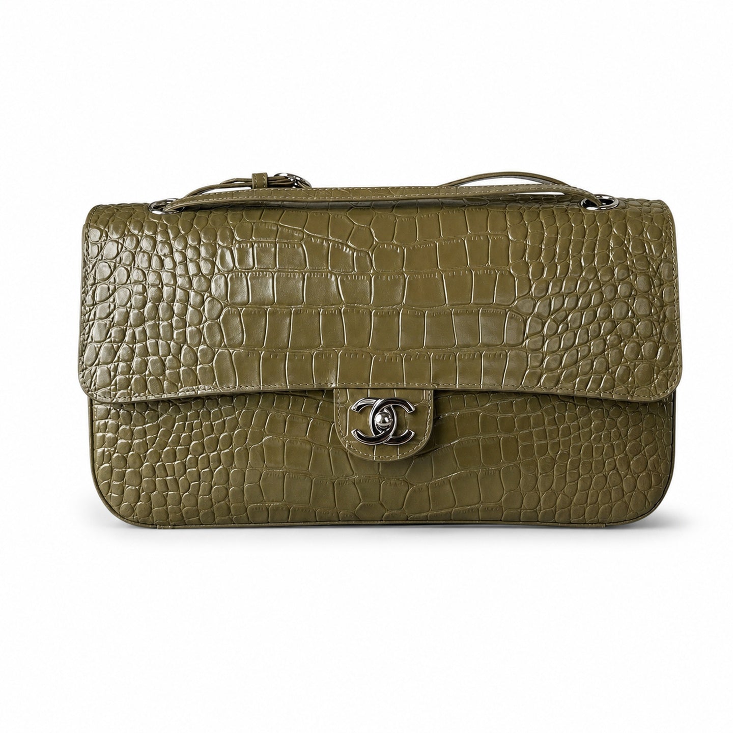 Chanel Croc-Embossed Leather Gold Bag