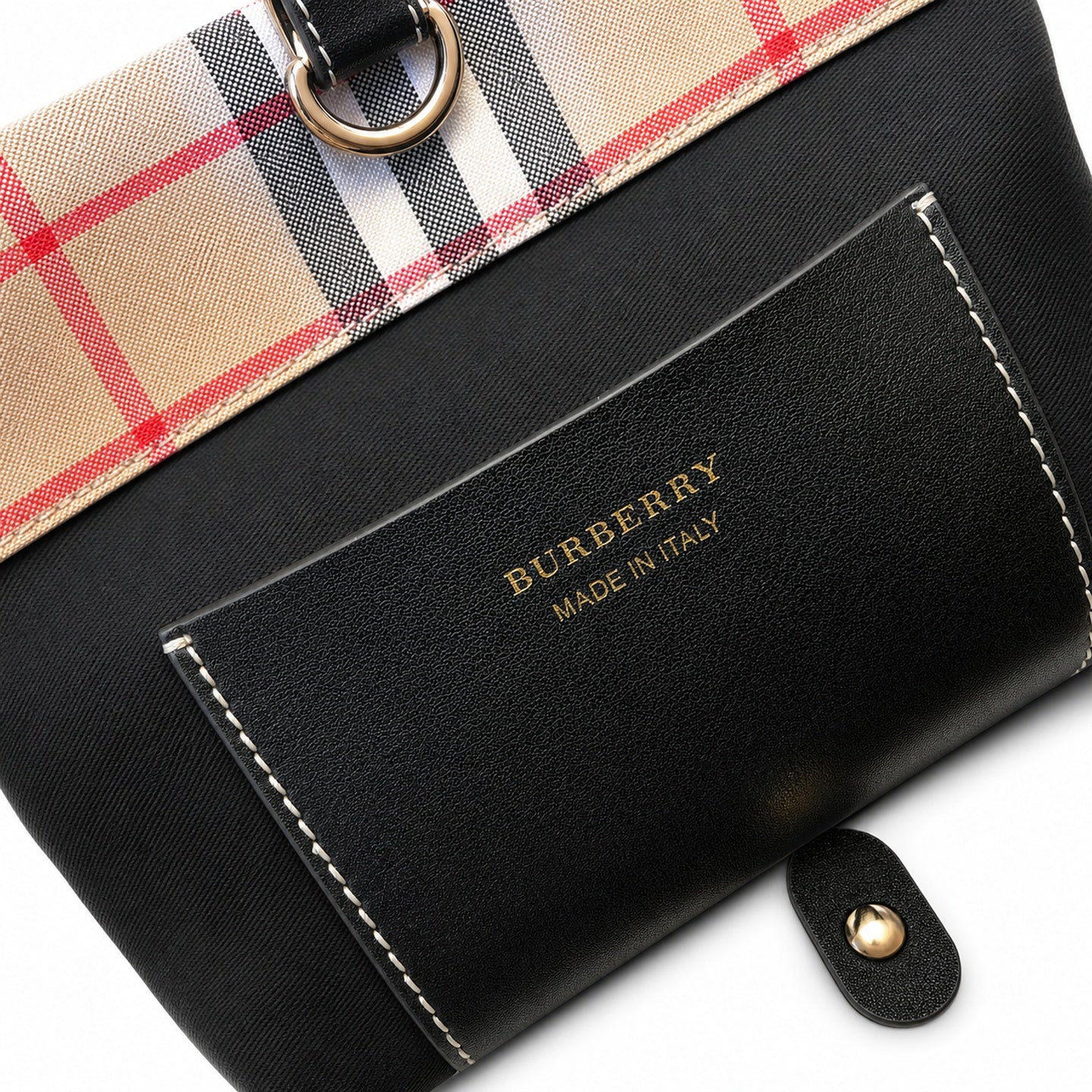 Burberry Small Leather Check Bucket Bag