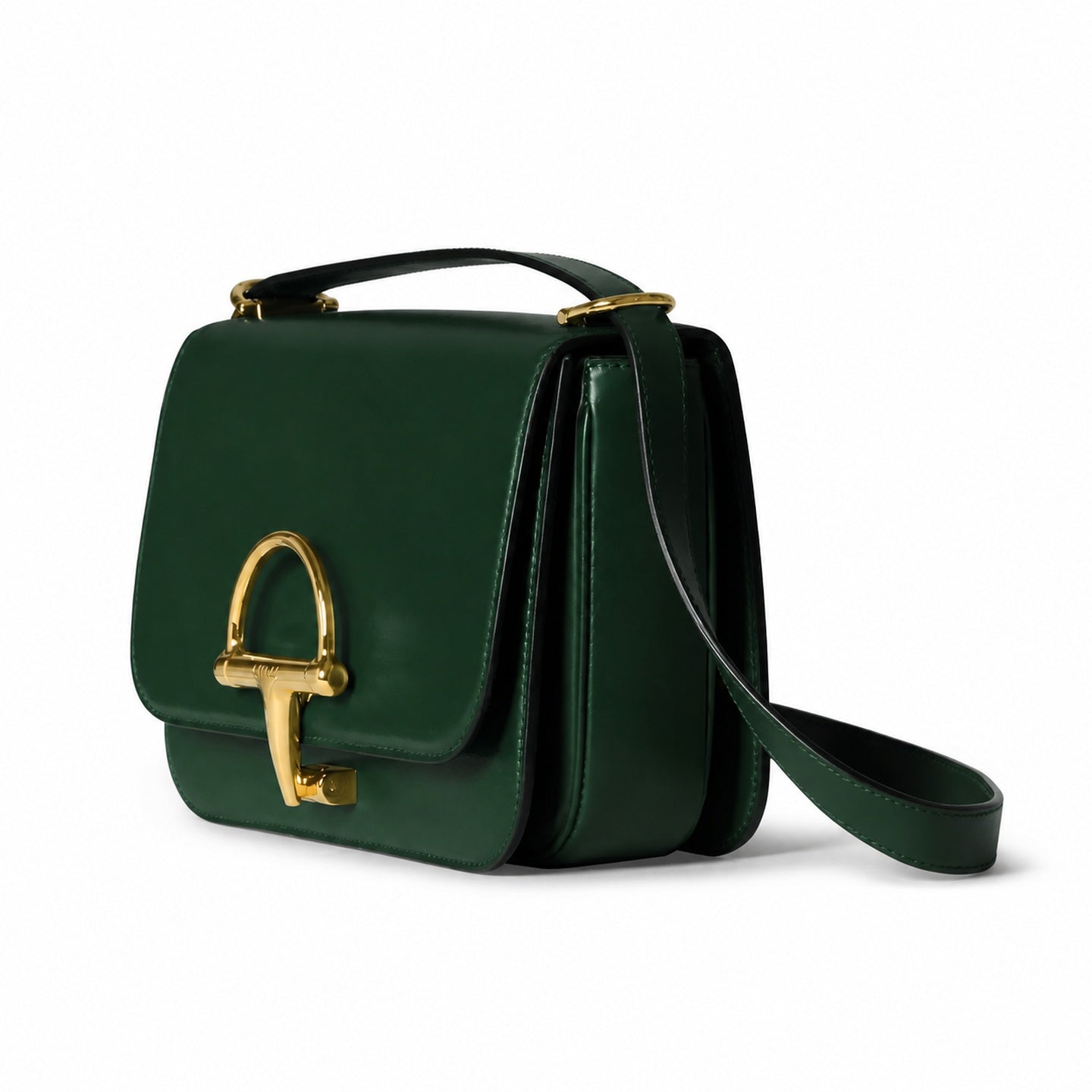 Gucci Horsebit Small Leather Green Gold Shoulder Bag