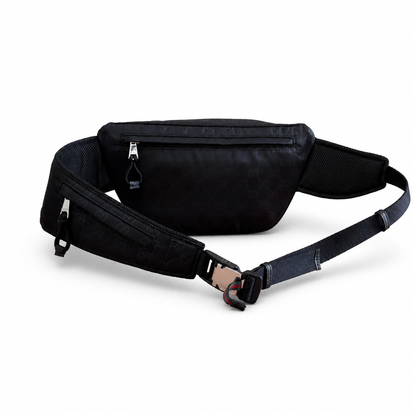 Gucci Men's Small Nylon Leather Black Red Green Waist Bag