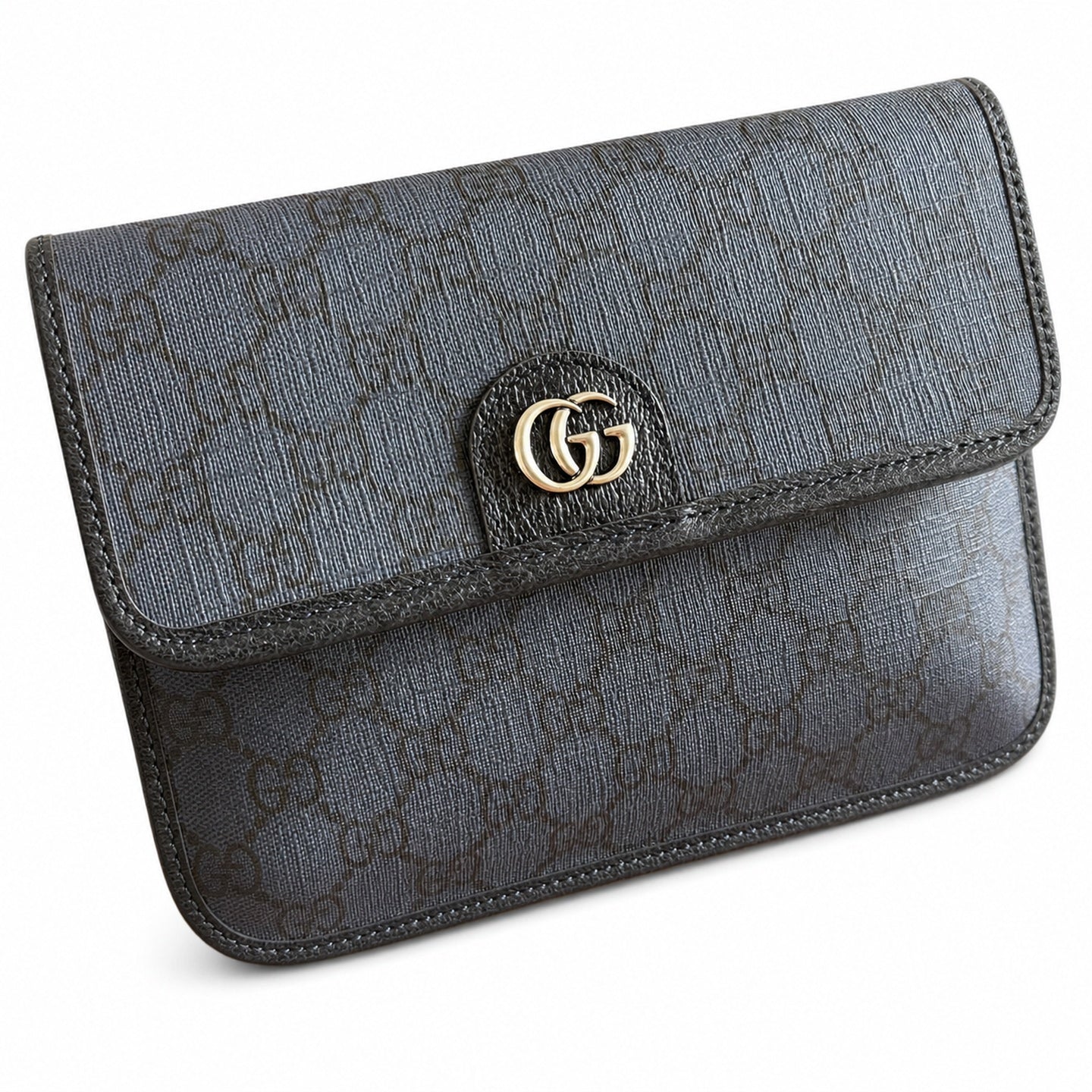 Gucci Ophidia Men's Supreme Small Cotton Canvas Leather Black Gray Blue Waist Bag