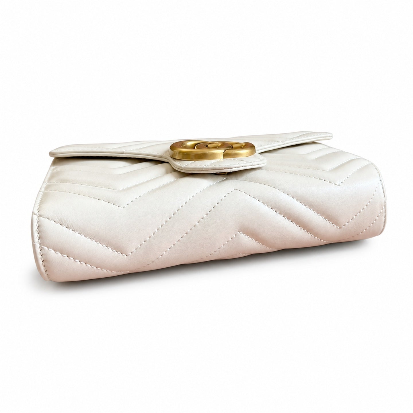 Gucci GG Marmont Mini Quilted Matelasse Leather White Beige Handbag