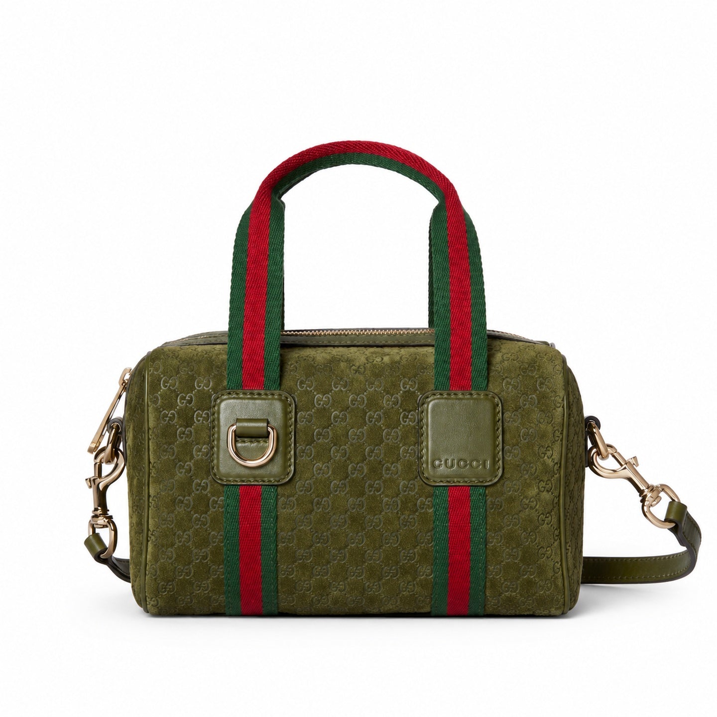 Gucci Mini Cotton Denim Suede Leather Green Gold Handbag
