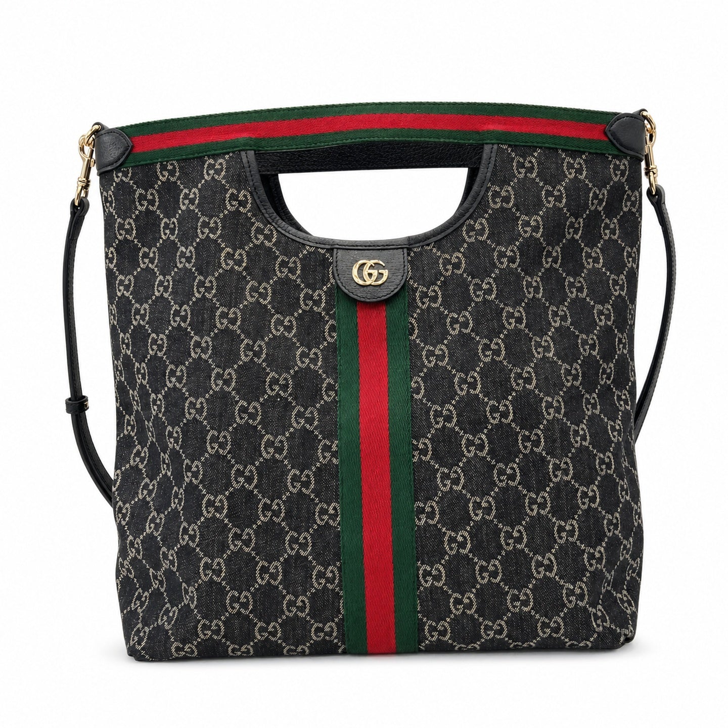 Gucci Giglio Men's Cotton Denim Canvas Leather Black White Brown Red Green Gold Handbag