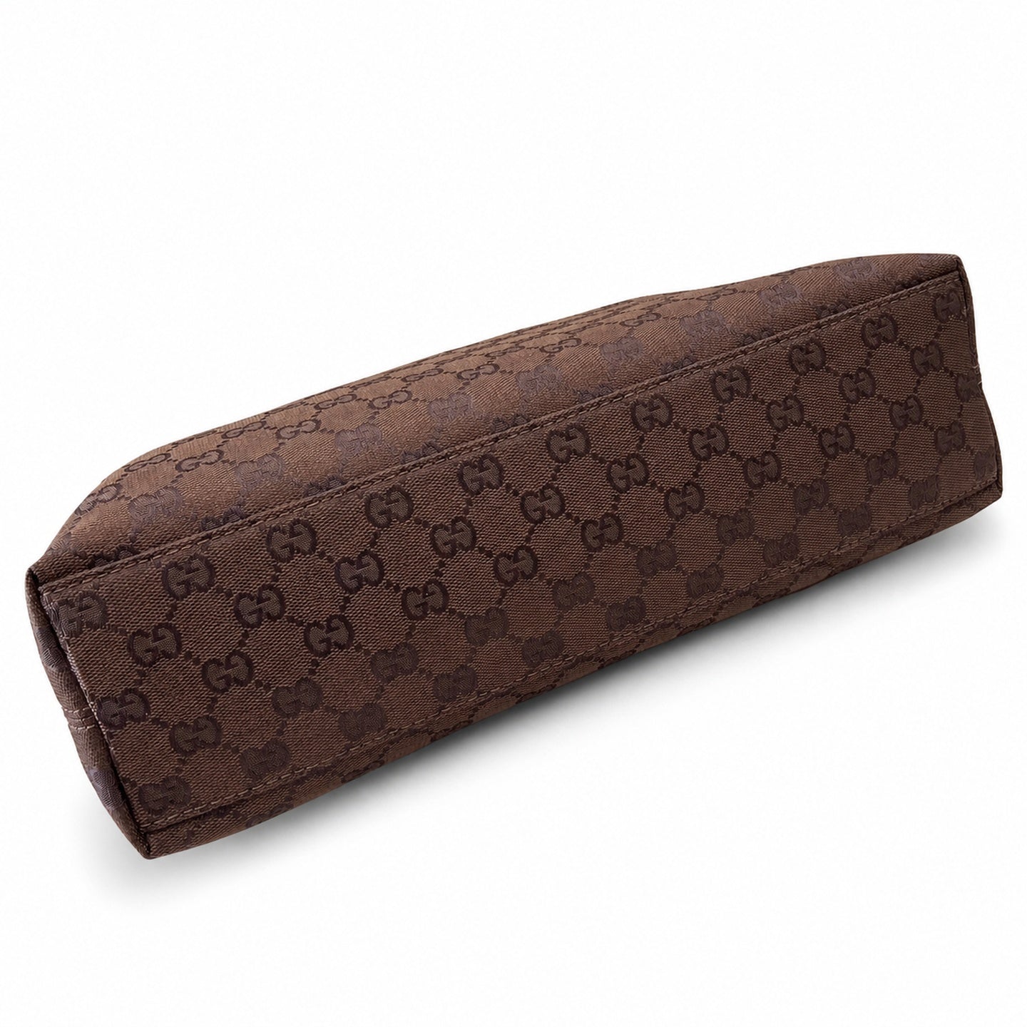 Gucci Horsebit Cotton Canvas Brown Gold Handbag