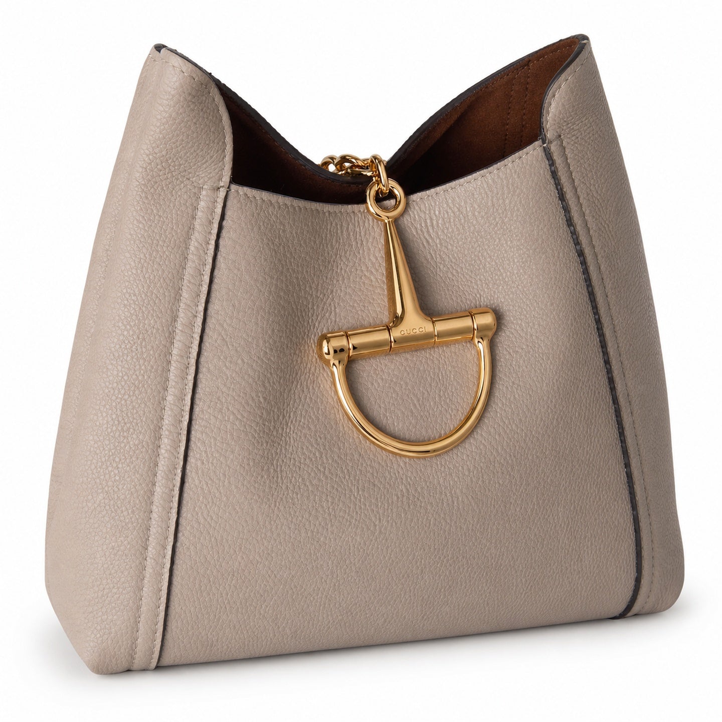 Gucci Horsebit Leather Brown Gold Shoulder Bag