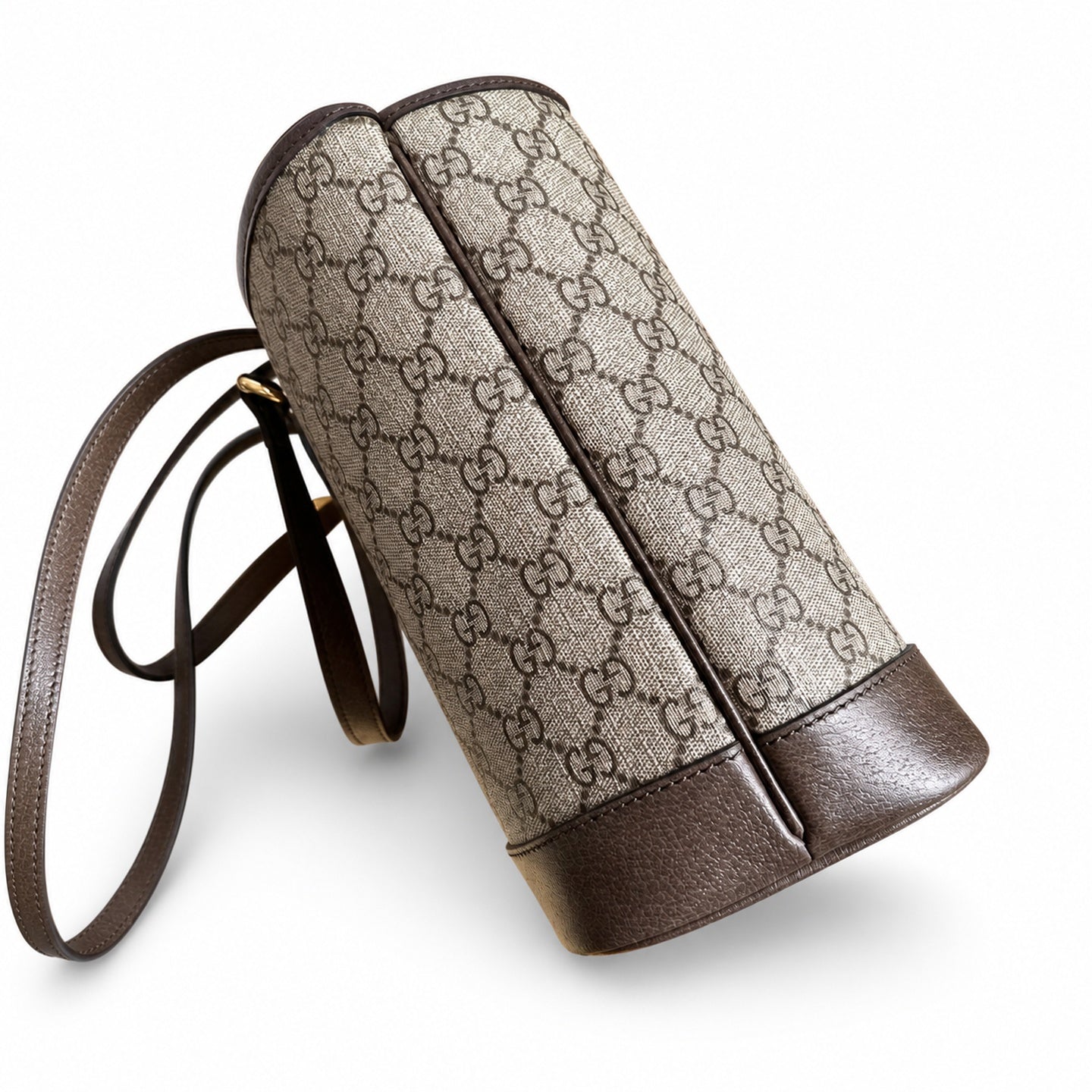 Gucci Supreme Cotton Canvas Leather Beige Brown Gold Wallet