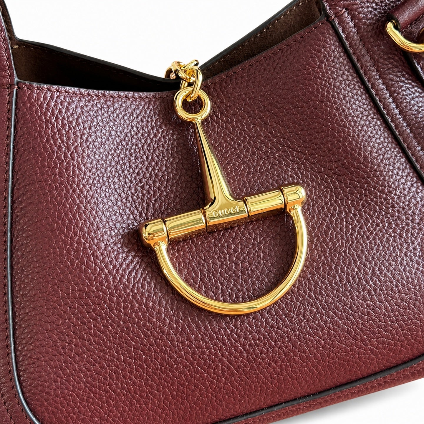 Gucci Horsebit Large Leather Black Brown Red Gold Shoulder Bag