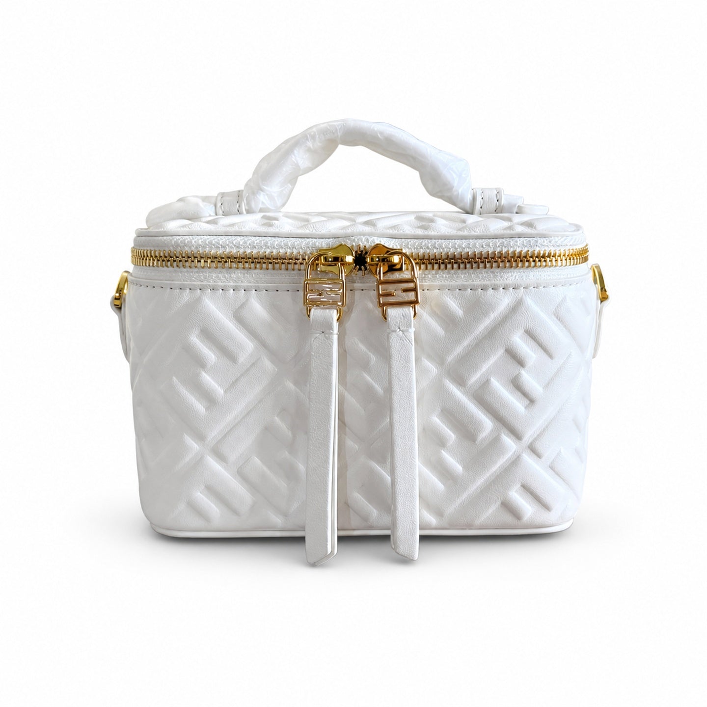 Fendi Mini Leather White Gold Vanity Bag