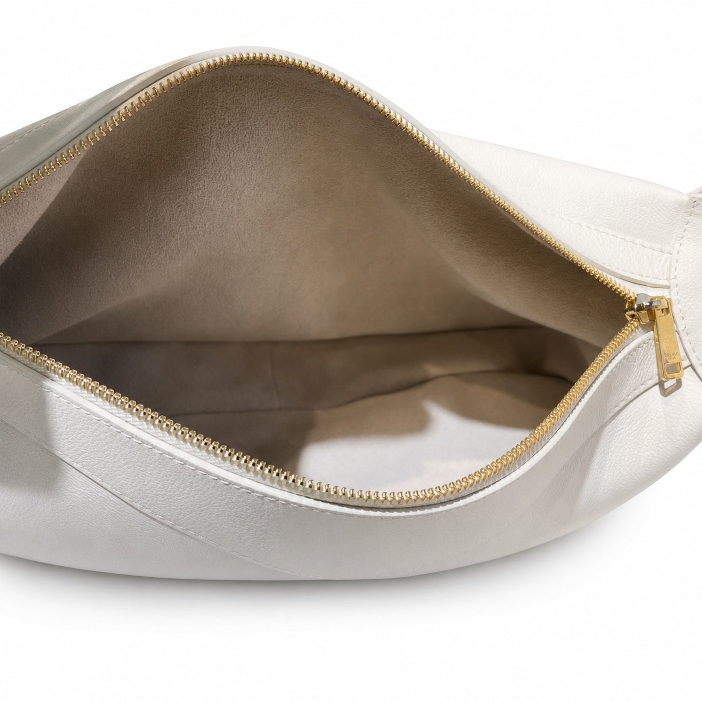 Celine Romy Leather White Gold Bag