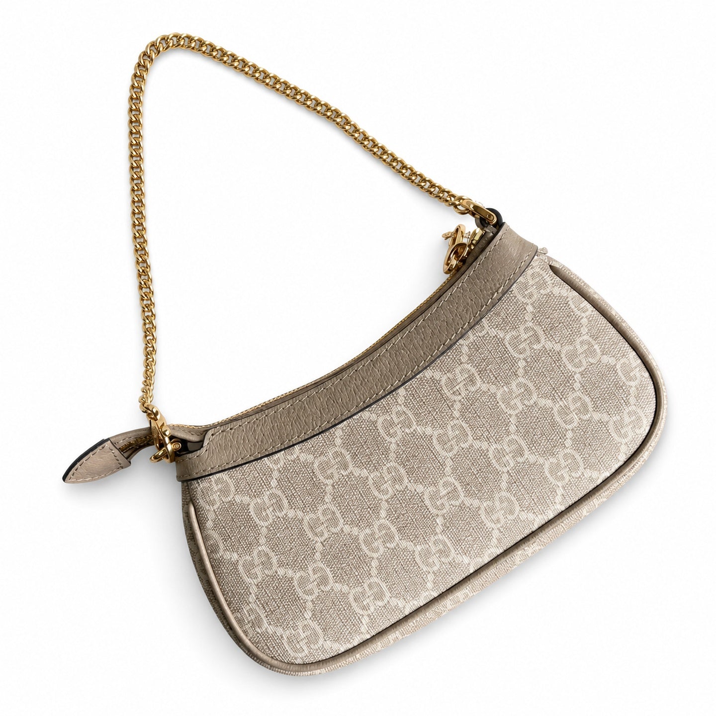 Gucci Ophidia Supreme Mini Cotton Canvas Leather Beige Brown Gold Handbag