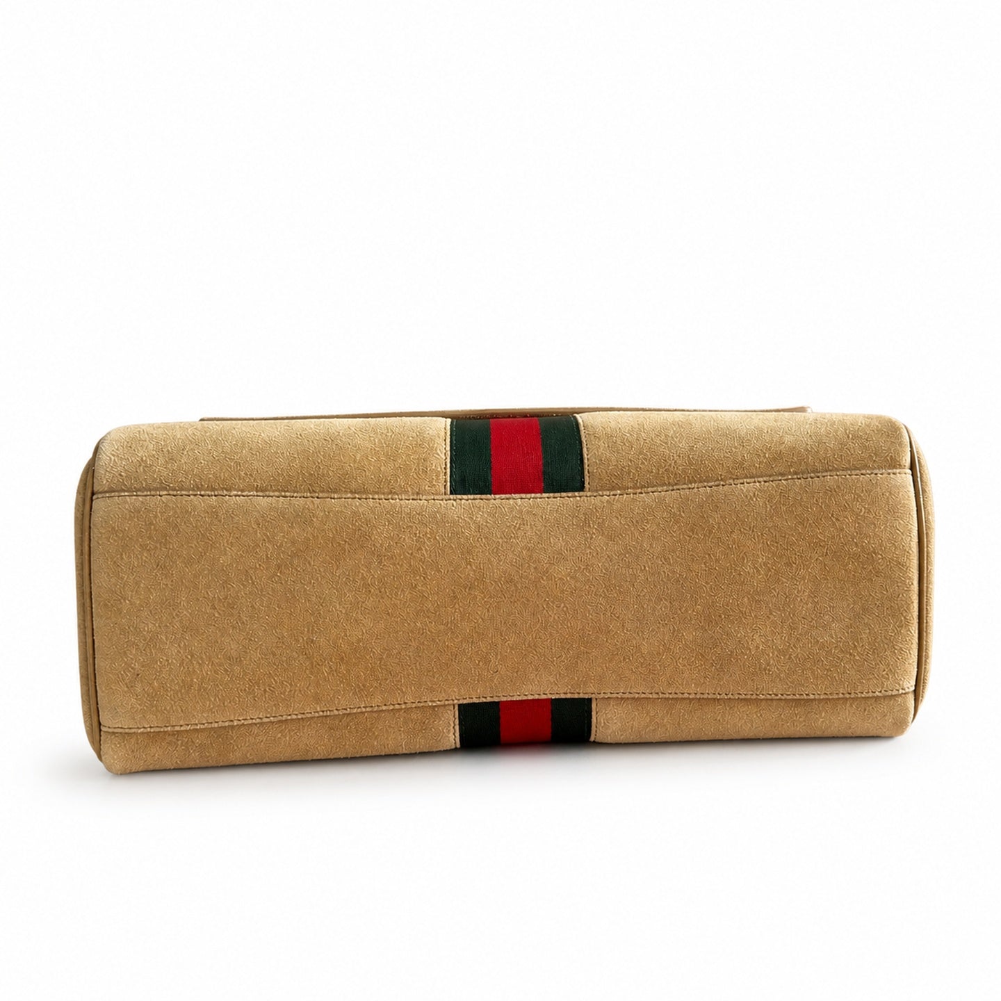 Gucci Horsebit Suede Canvas Leather Gold Handbag