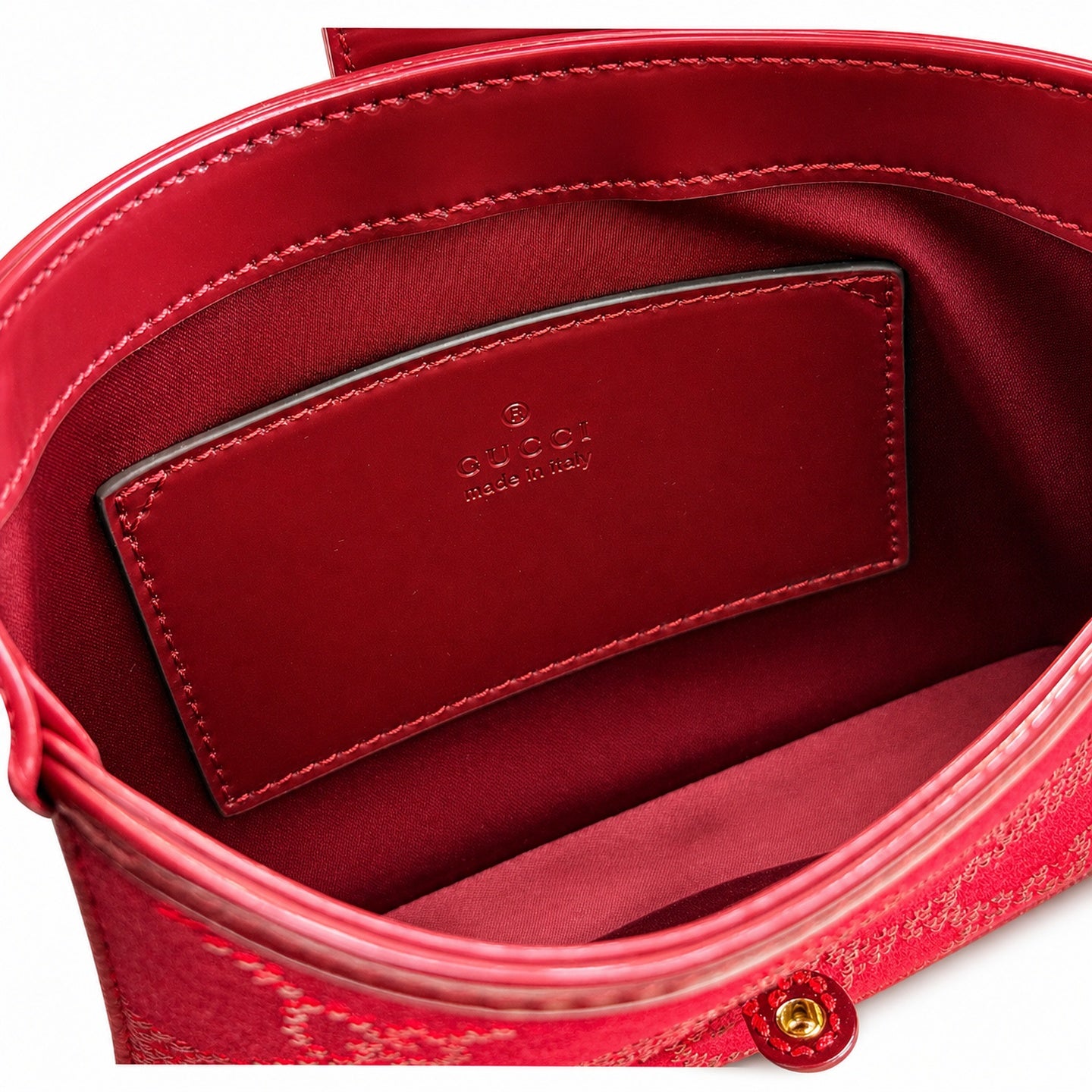 Gucci Jackie 1961 Silk Velvet Leather Red Gold Handbag