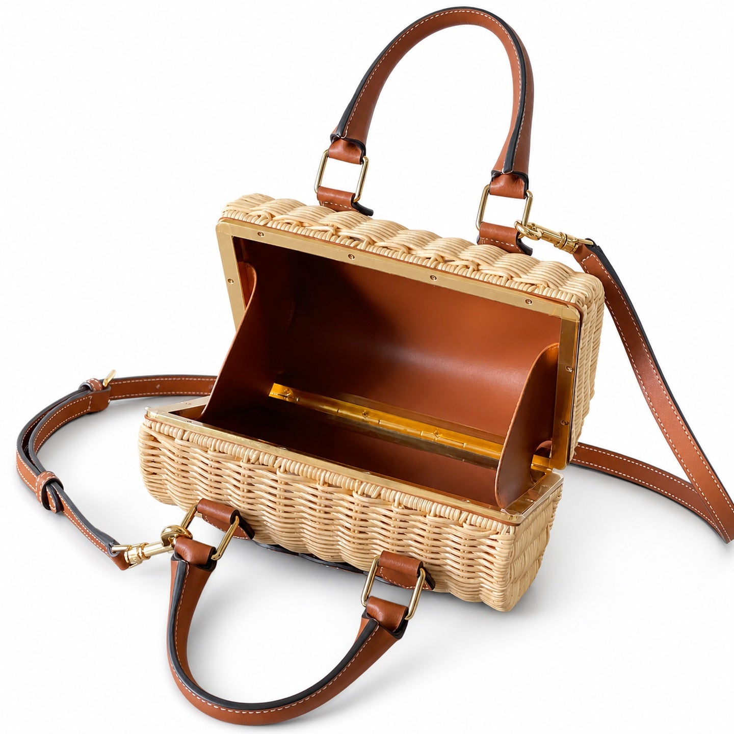 Celine Boston Leather Brown Gold Handbag