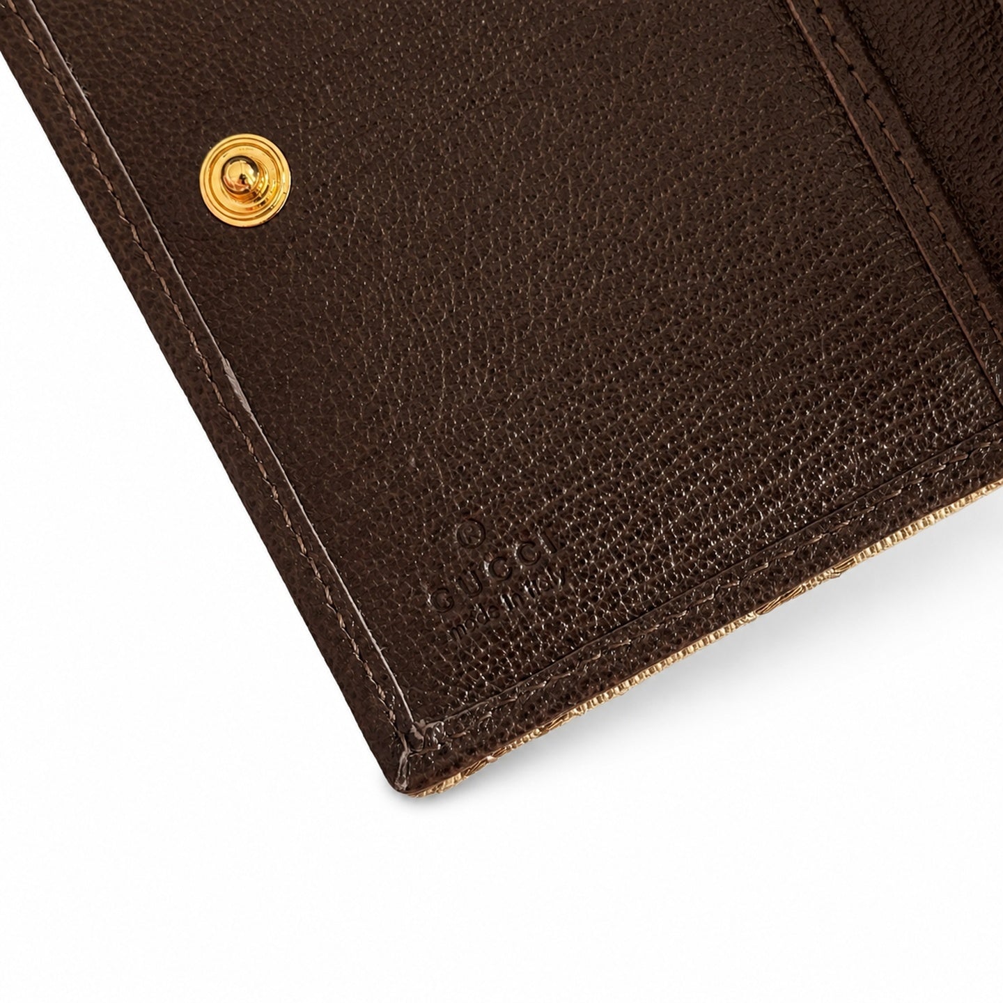 Gucci GG Marmont Small Canvas Leather Brown Gold Wallet