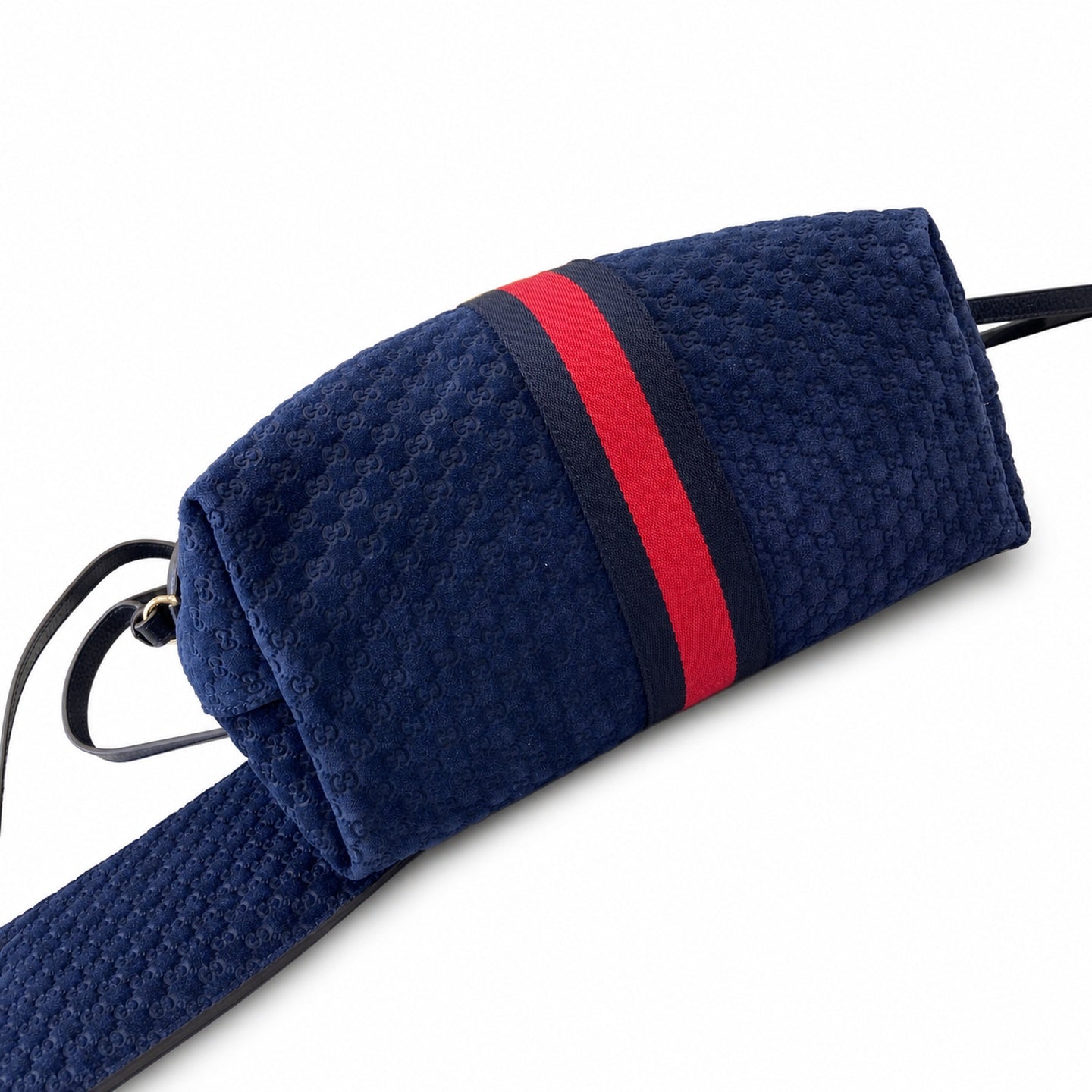 Gucci Giglio Small Cotton Suede Canvas Velvet Leather Red Blue Gold Tote Bag