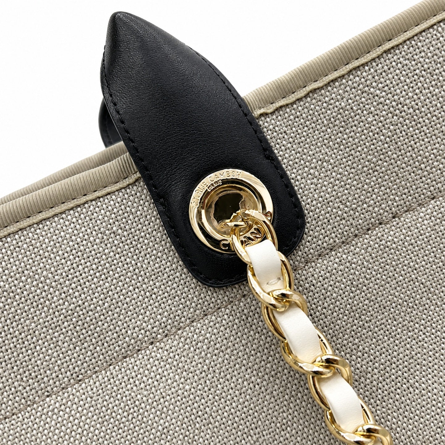 Chanel Large Canvas Black Gray Shopping Bag